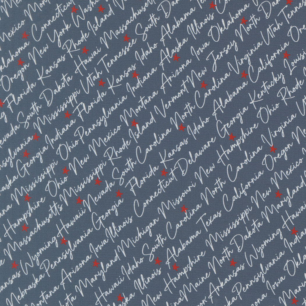 PREORDER Sweetwater Independence Day - The States Text and Words in Indigo