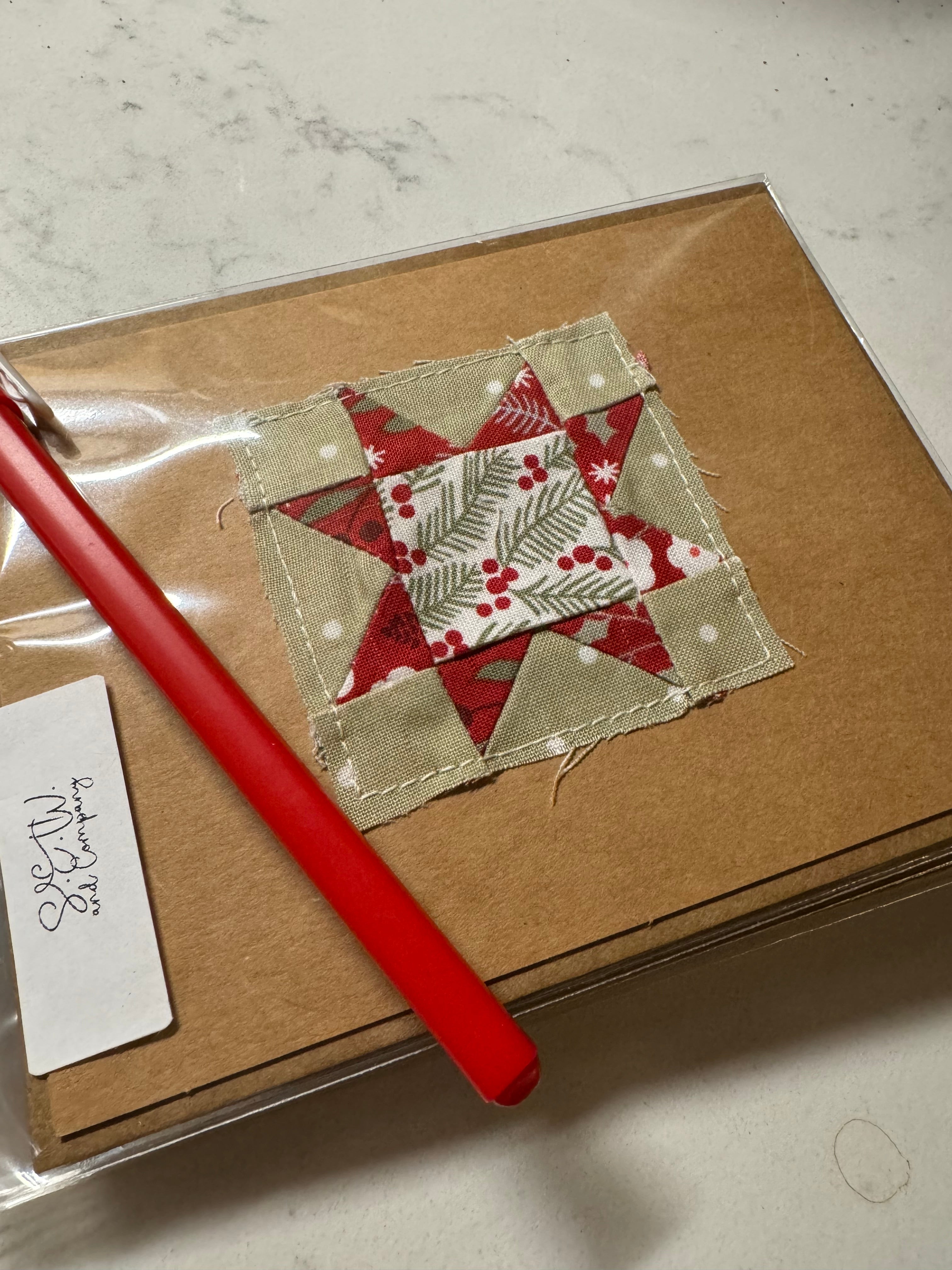 Quilting Block Greeting Card Set- Handmade Christmas Quilt Block Cards (Set of 6)