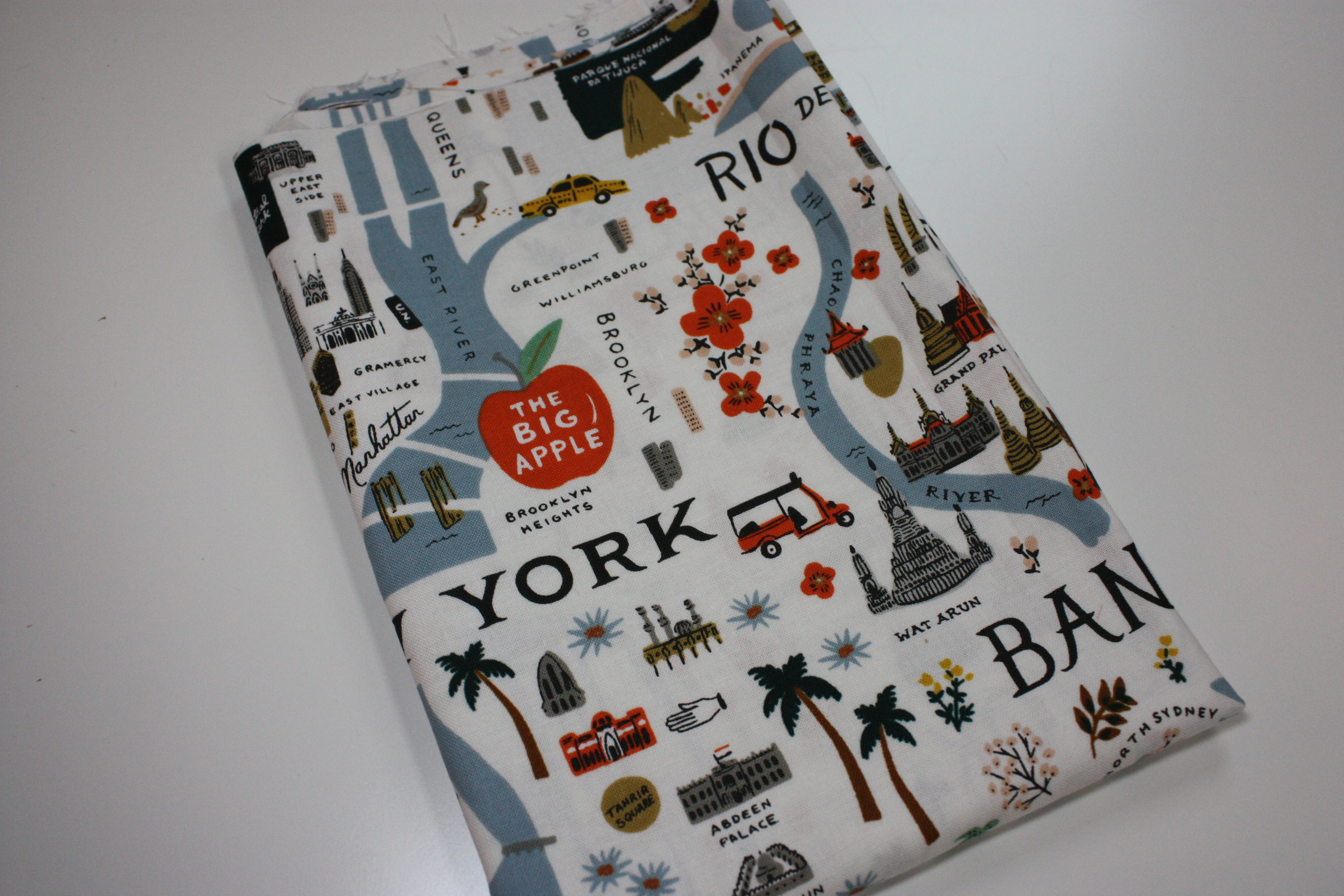 Bon Voyage Fabric - Half Yard White Map Print by Rifle Paper Co.
