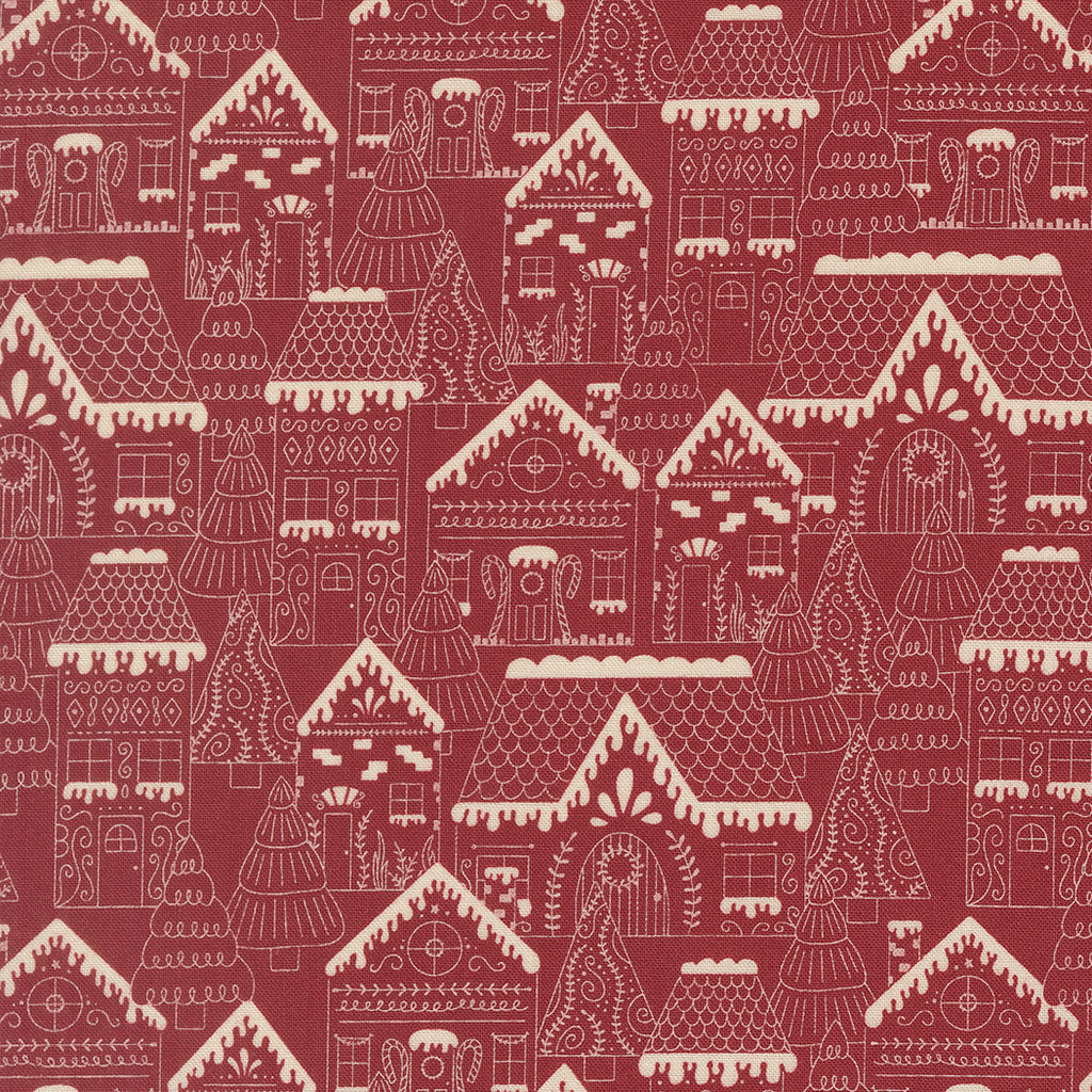 Gingerbread Lane Landscape in Cranberry | Kiley's Quilt Room