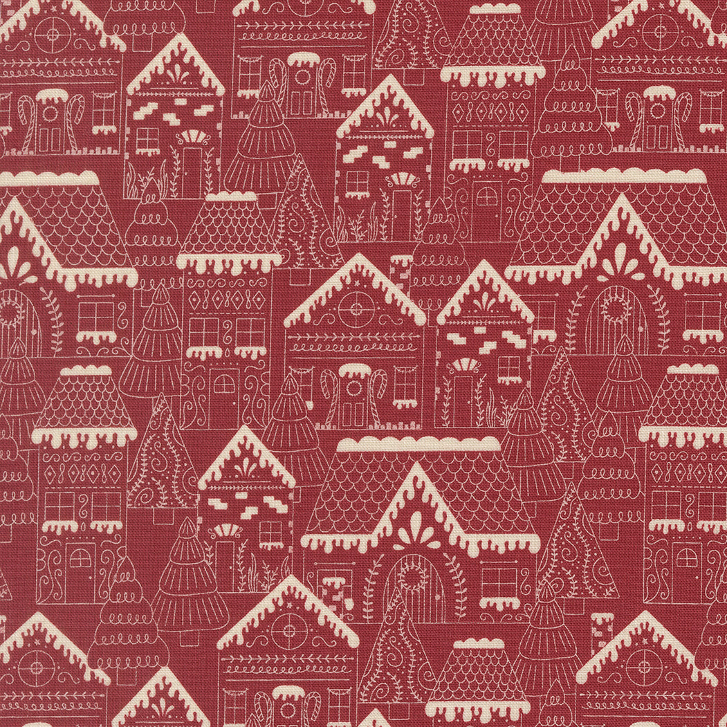 Gingerbread Lane Landscape in Cranberry | Kiley's Quilt Room