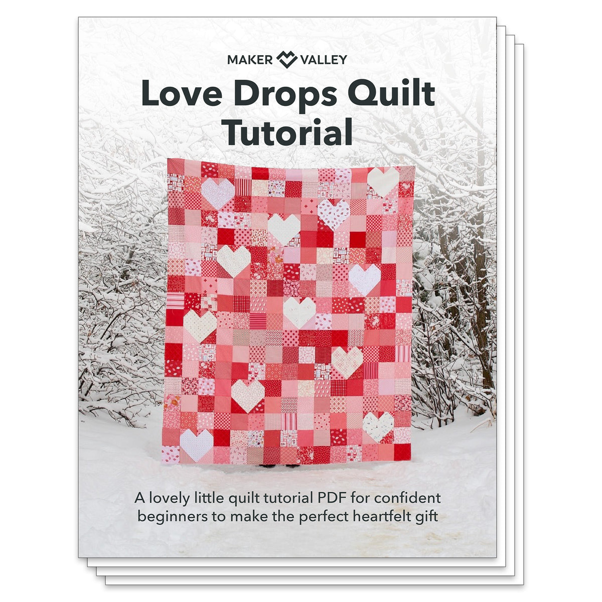 Scrappy Ruby Star Society Love Drops Quilt Kit- Medium Throw | Pattern by Maker Valley