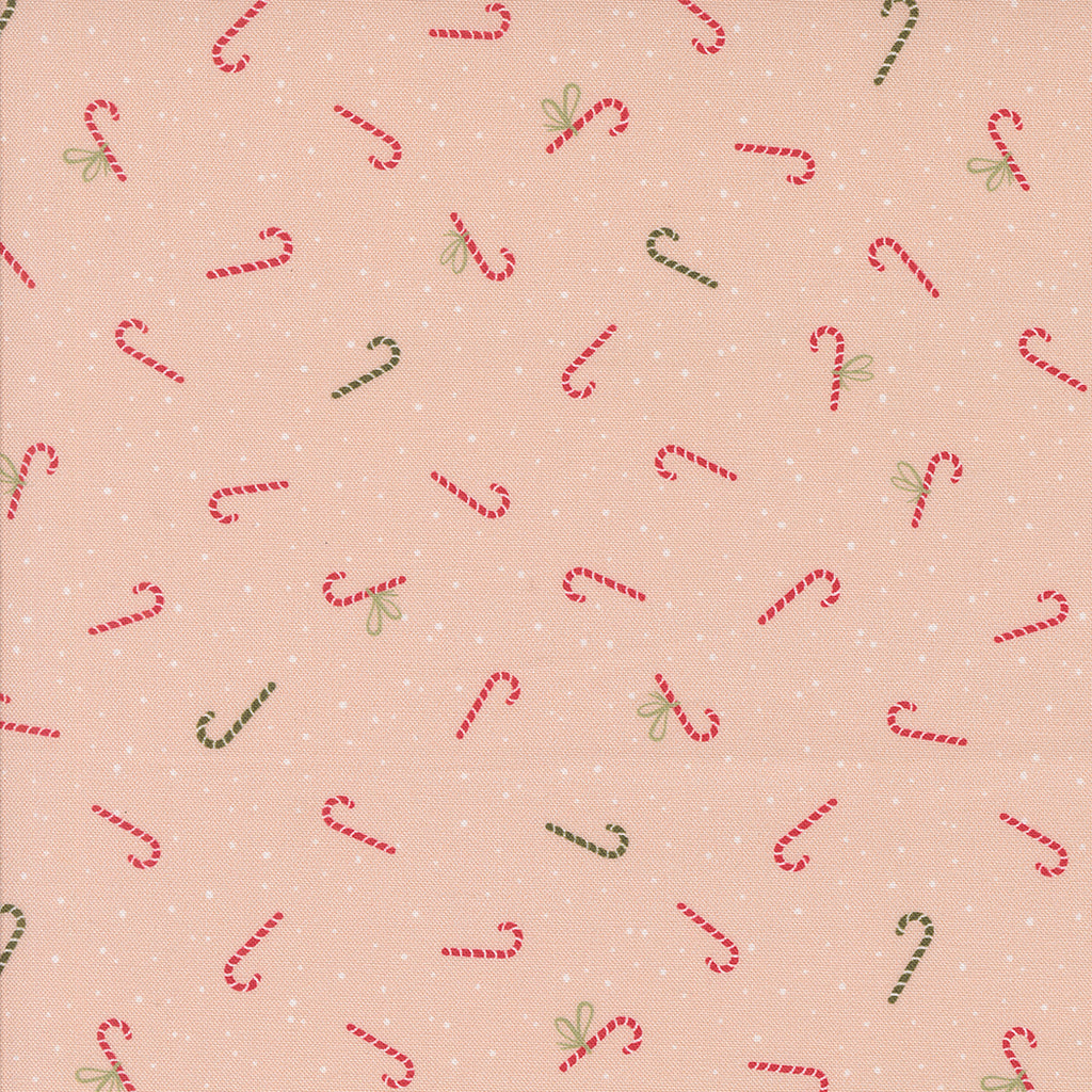 5Yd Purrfect Christmas Candy Cane in Bubblegum - Moda Fabric by Elena Amo