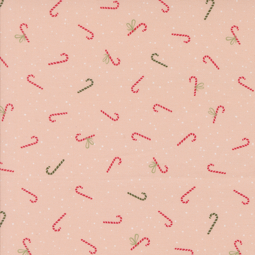 Purrfect Christmas Candy Cane in Bubblegum - Moda Fabric by Elena Amo