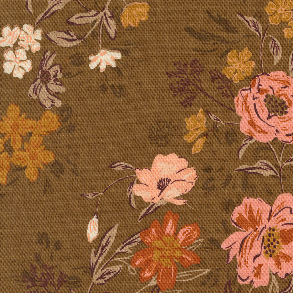 Foraged, Found, and Hand Me Down Harvest Bloom in Cocoa - Moda Fabric by Fancy That Design House