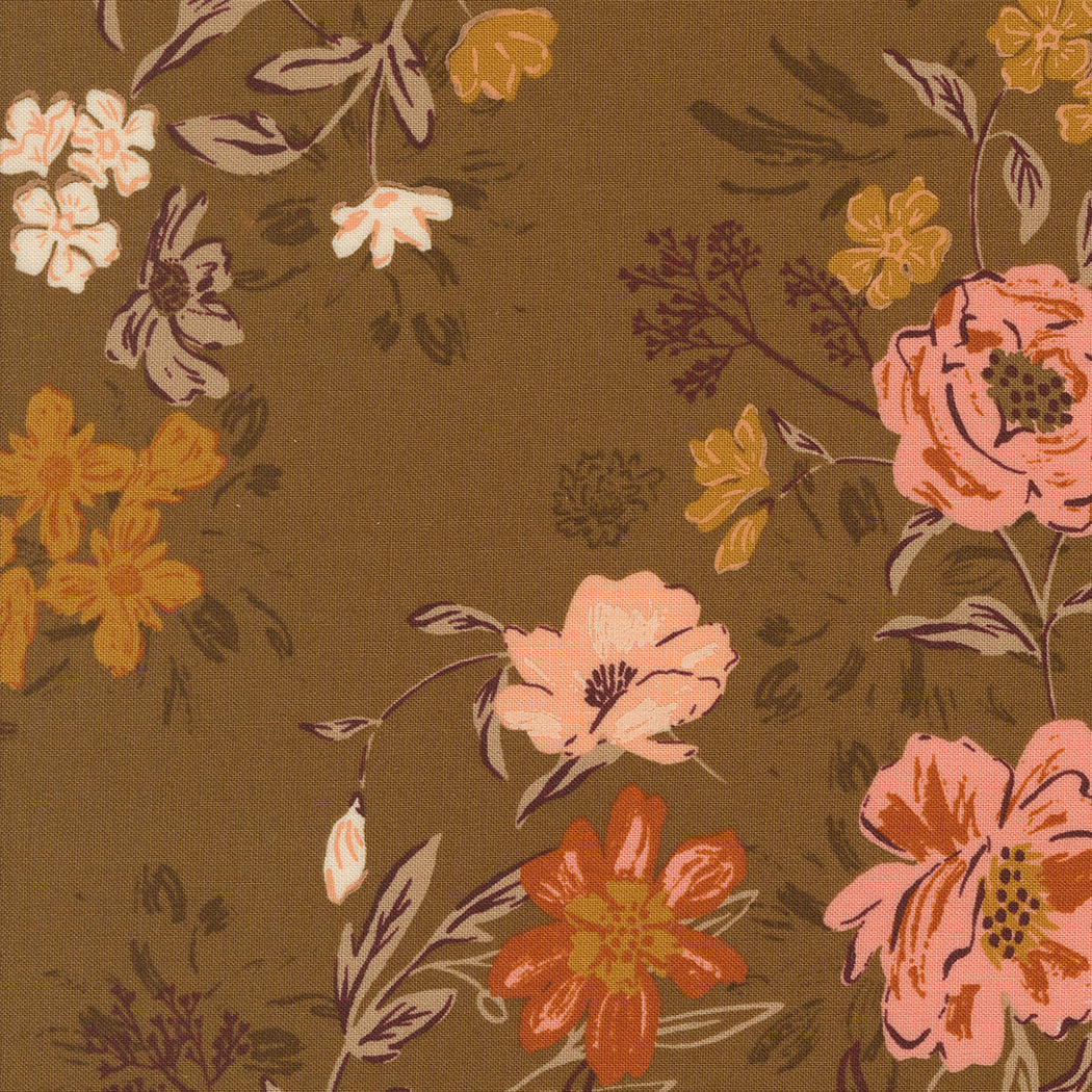 Foraged, Found, and Hand Me Down Harvest Bloom in Cocoa - Moda Fabric by Fancy That Design House
