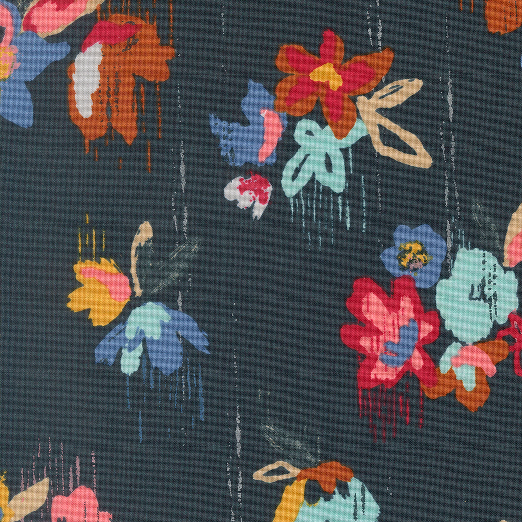 PREORDER Boho Haven - Brush Stroke Floral in Deep Sea