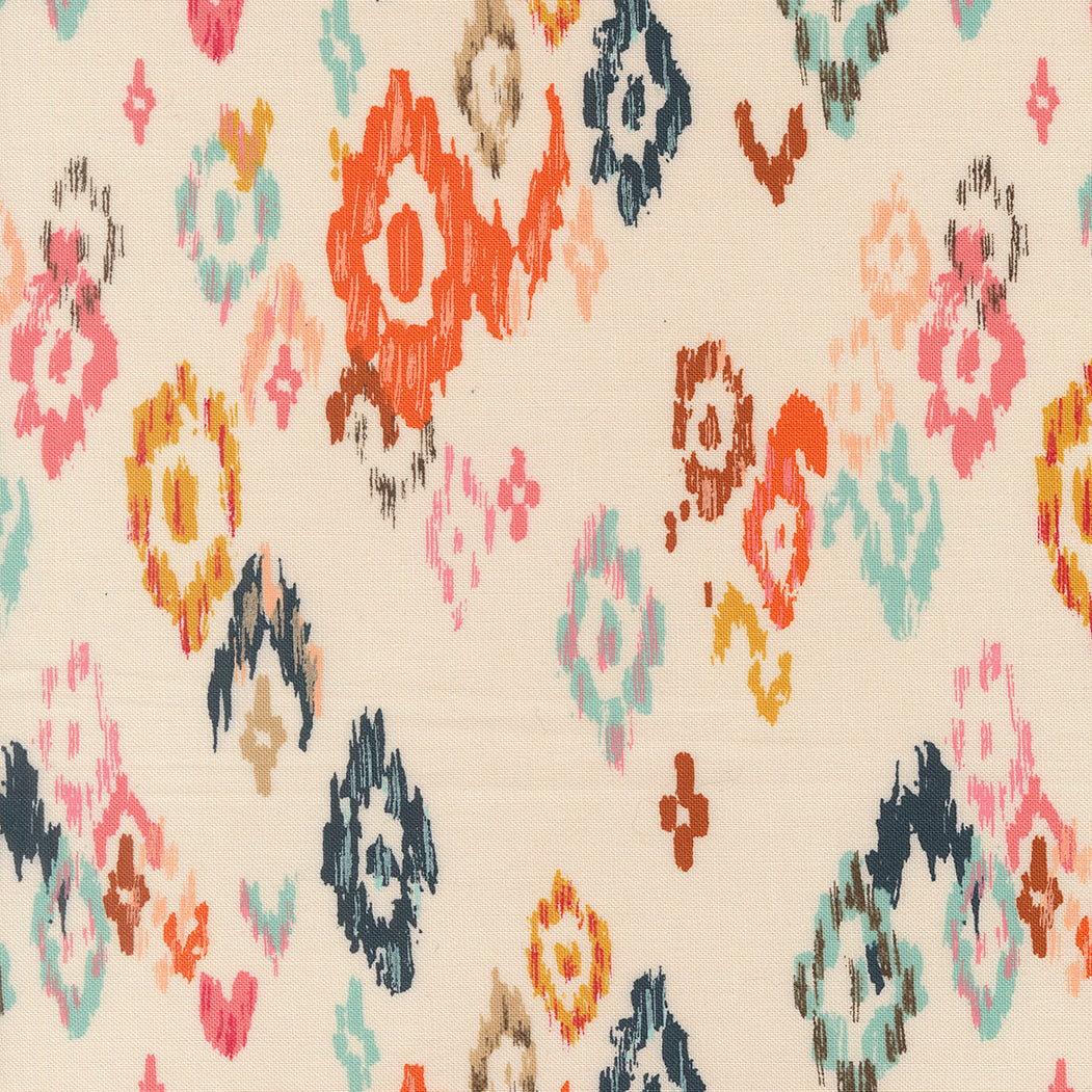 PREORDER Boho Haven - Feathered Ikat in Eggshell