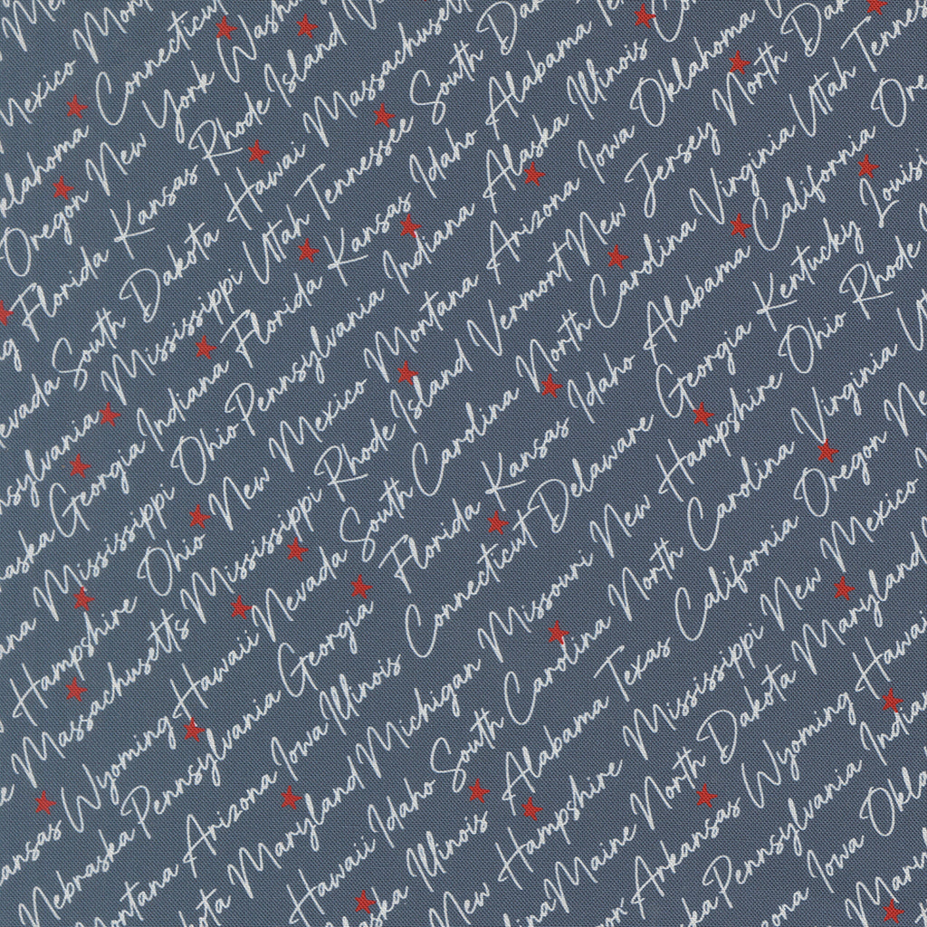 PREORDER Sweetwater Independence Day - The States Text and Words in Indigo