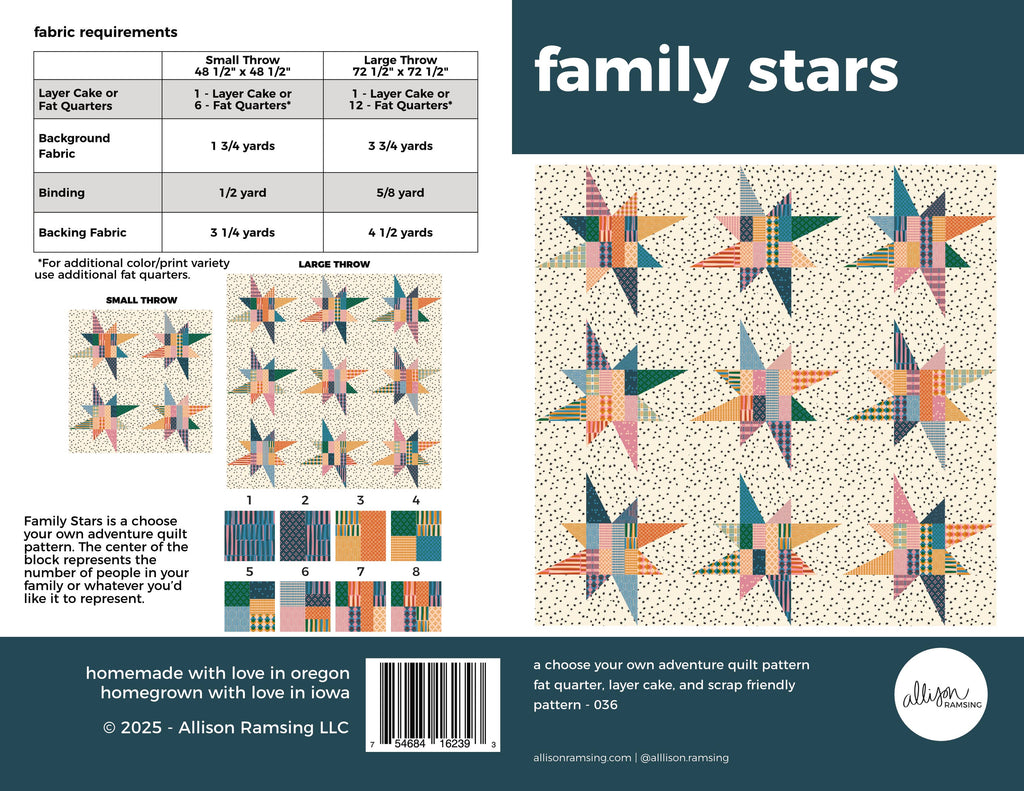 *NEW PATTERN* Family Stars Quilt Pattern - Printed