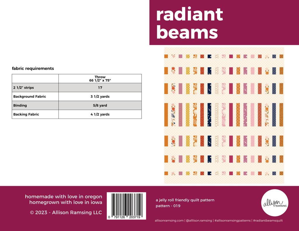 Radiant Beams Quilt Pattern - Printed
