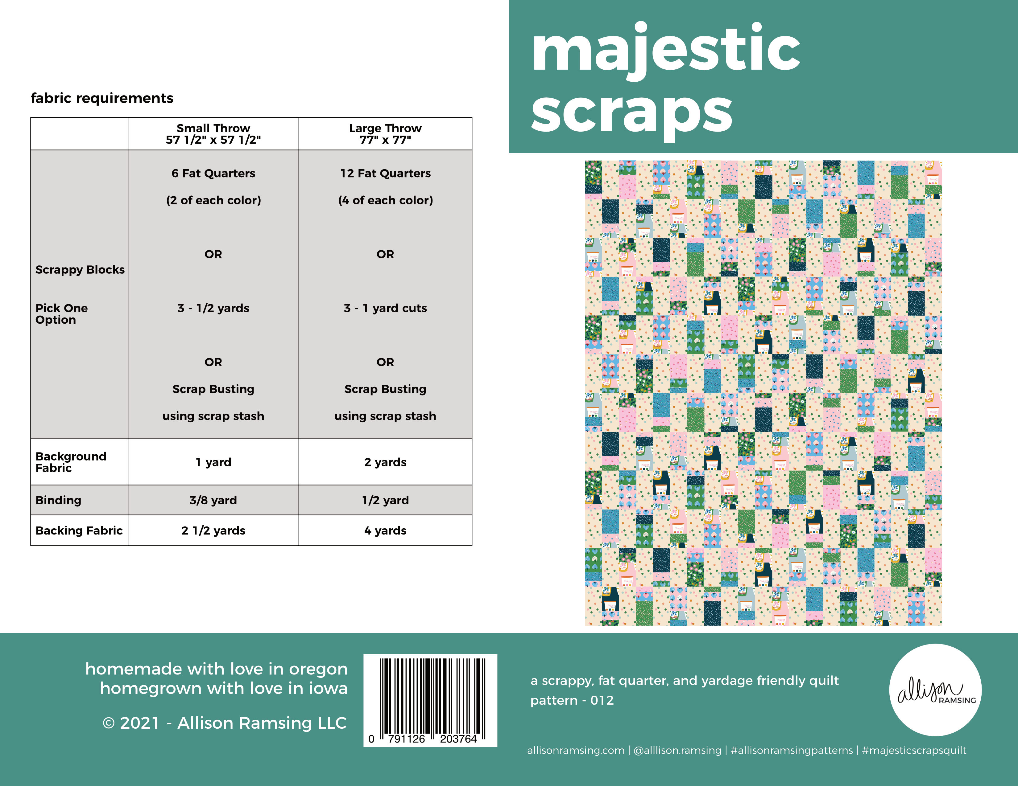 Majestic Scraps Quilt Pattern - Printed