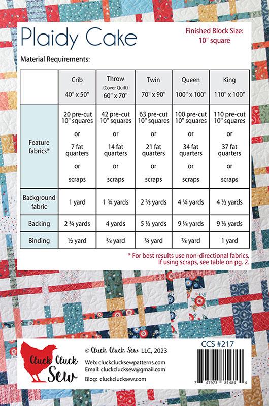 Plaidy Cake Printed Pattern- Cluck Cluck Sew