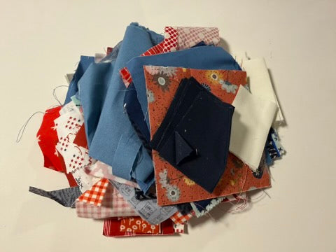 Red, White, and Blue Scrap Bag- 6.7oz Patriotic Fabric Strips (Designer Cotton)