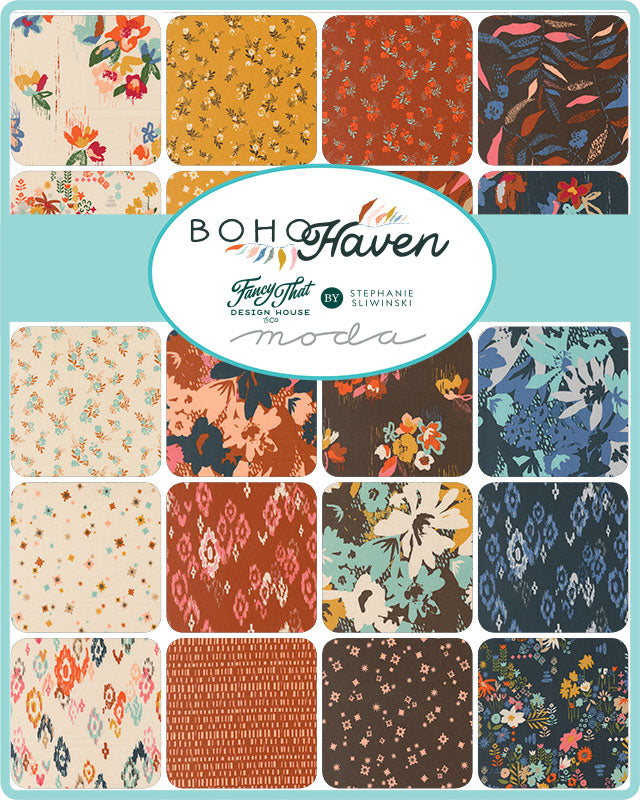 PREORDER Boho Haven - Brush Stroke Floral in Deep Sea
