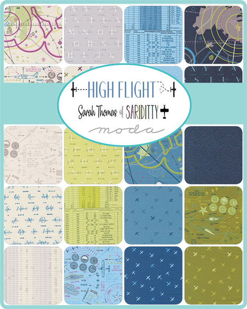 4Yd Hight Flight VFR Chart Novelty Map in Navy - Sariditty for Moda Fabrics