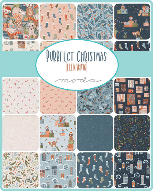 5Yd Purrfect Christmas Candy Cane in Bubblegum - Moda Fabric by Elena Amo