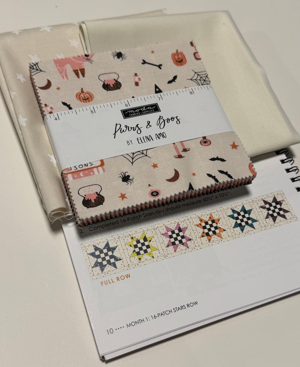 Purrs & Boos 16-Patch Star Table Runner Kit | Copper Kettle Quilt Company