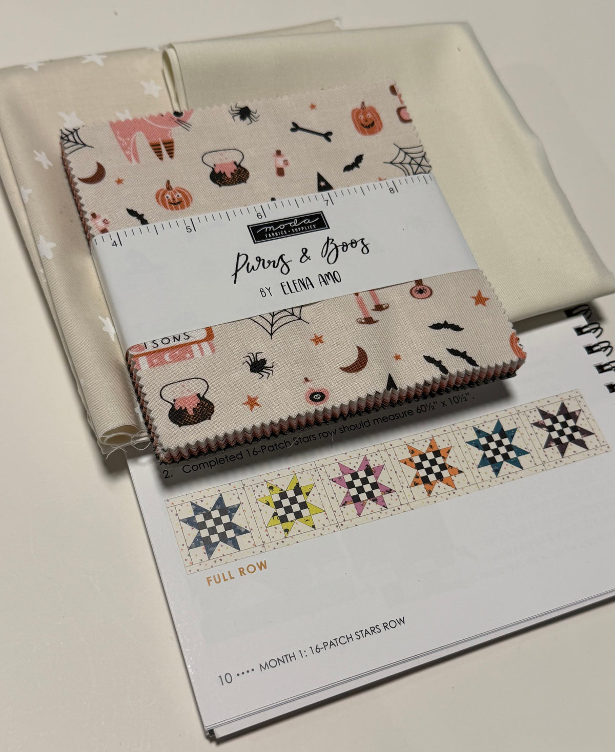 Purrs & Boos 16-Patch Star Table Runner Kit | Copper Kettle Quilt Company