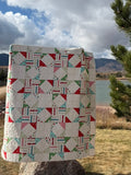 Joyful Sawtooth Stars Vintage Christmas Quilt Kit - Large Throw 68.5” x 68.5”