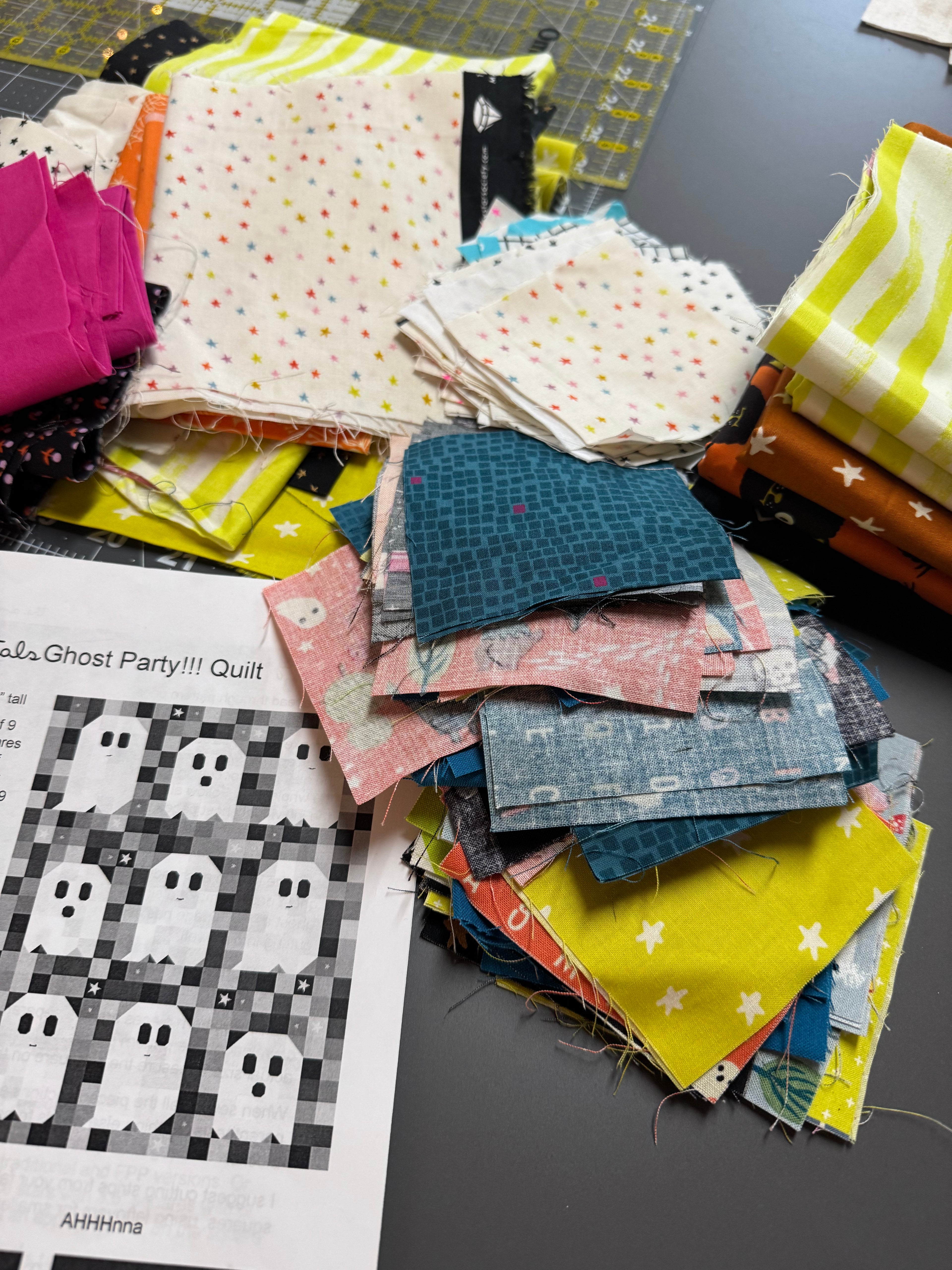 Precut Ghost Party Quilt Kit- Ready to Sew for Woolly Petals Pattern