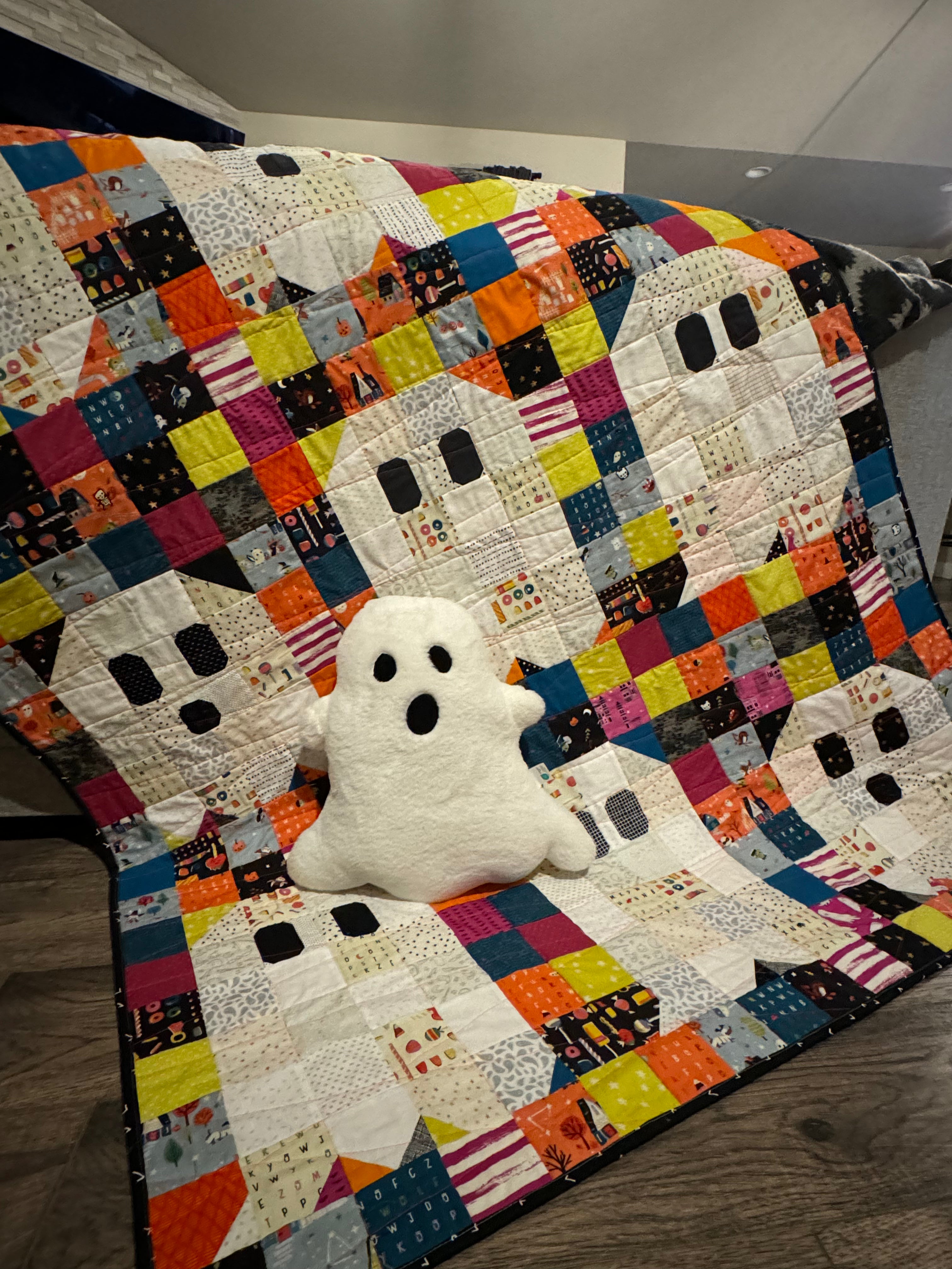 Precut Ghost Party Quilt Kit- Ready to Sew for Woolly Petals Pattern