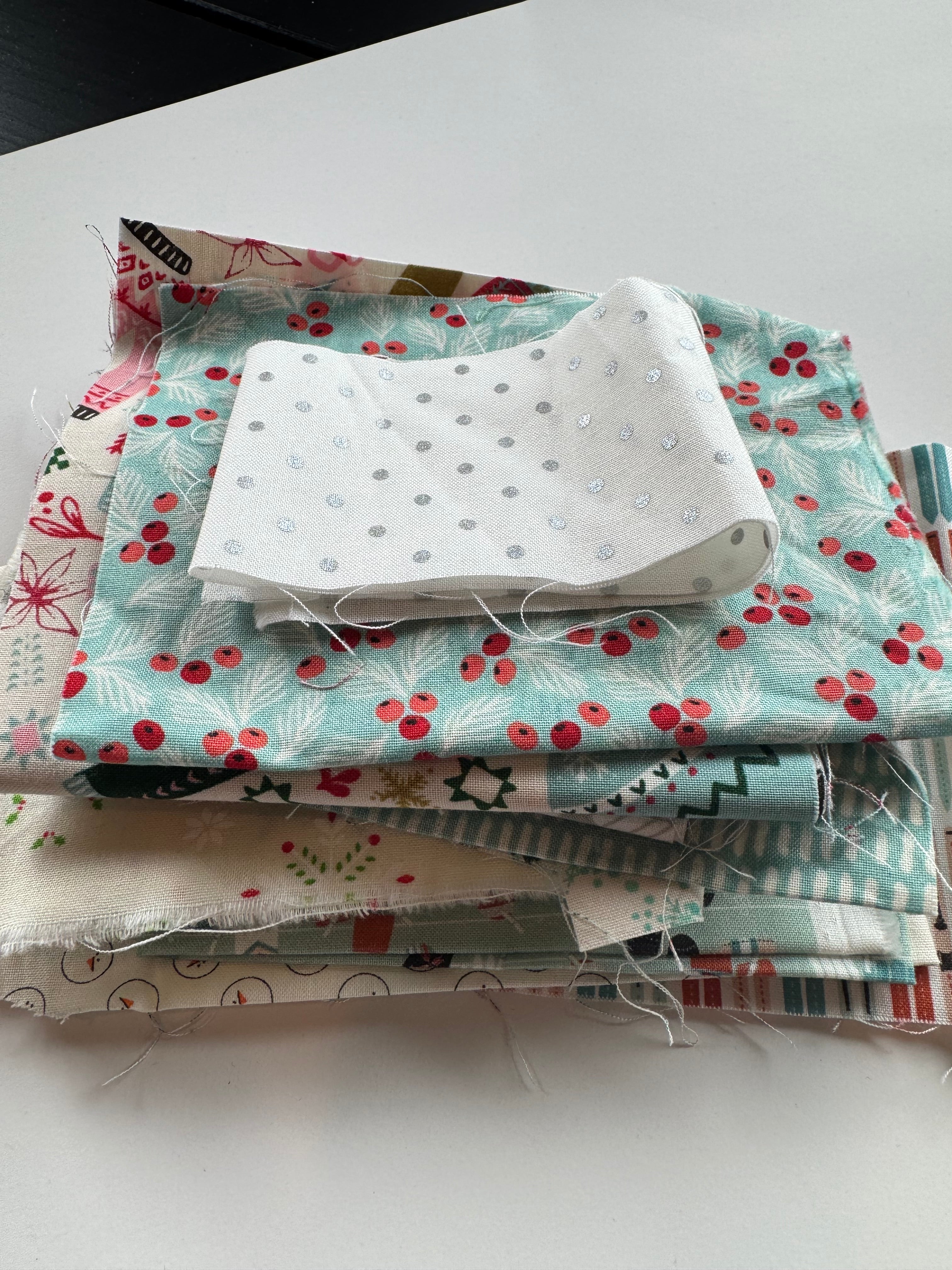 Winter Wonderland Scrap Pack- 5.7oz Subtle Holiday Fabric Bundle (Designer Scraps)