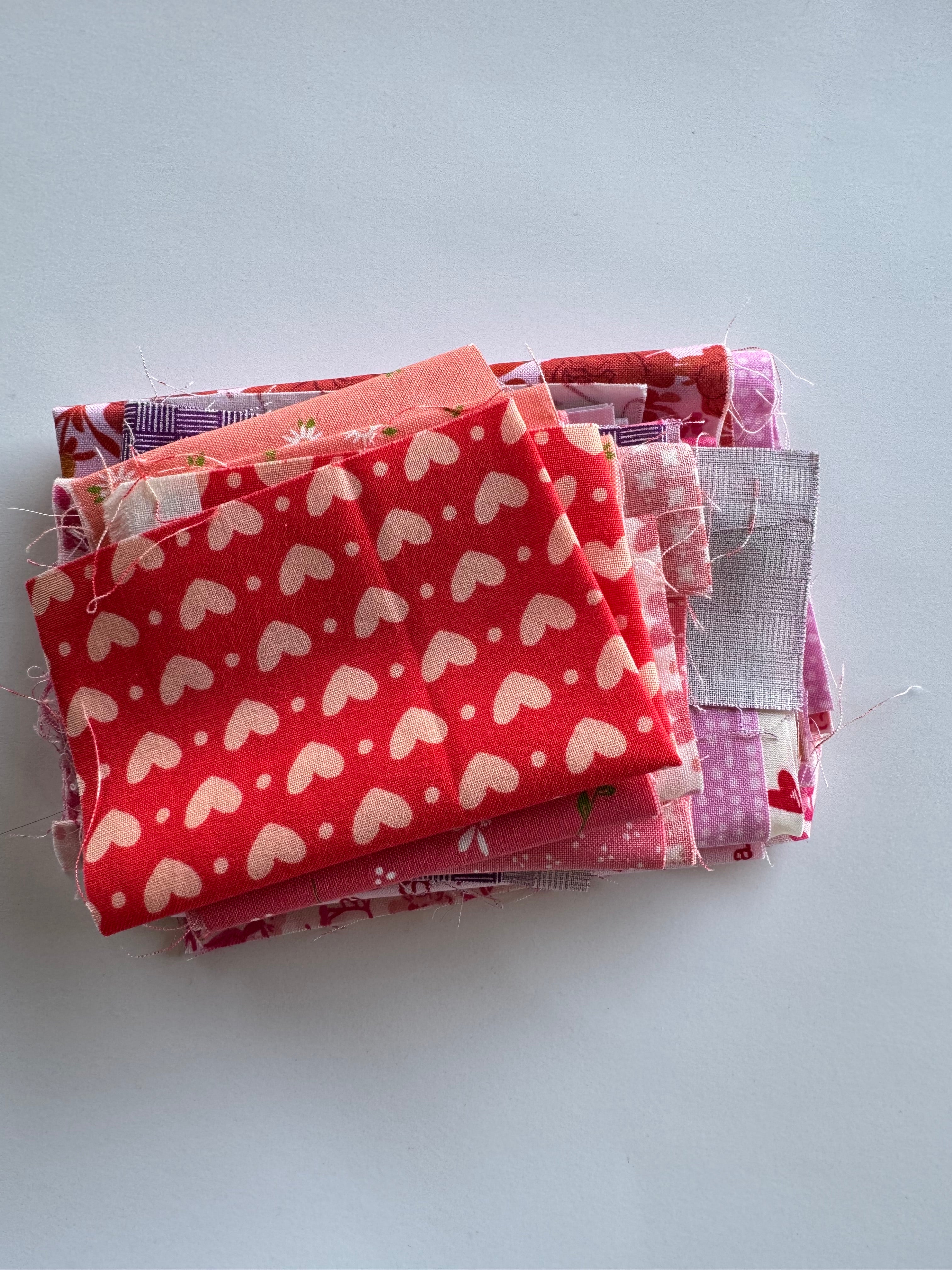 Heart Day Scrap Pack- 5.7oz Valentine’s Fabric Bundle (Designer Scraps)