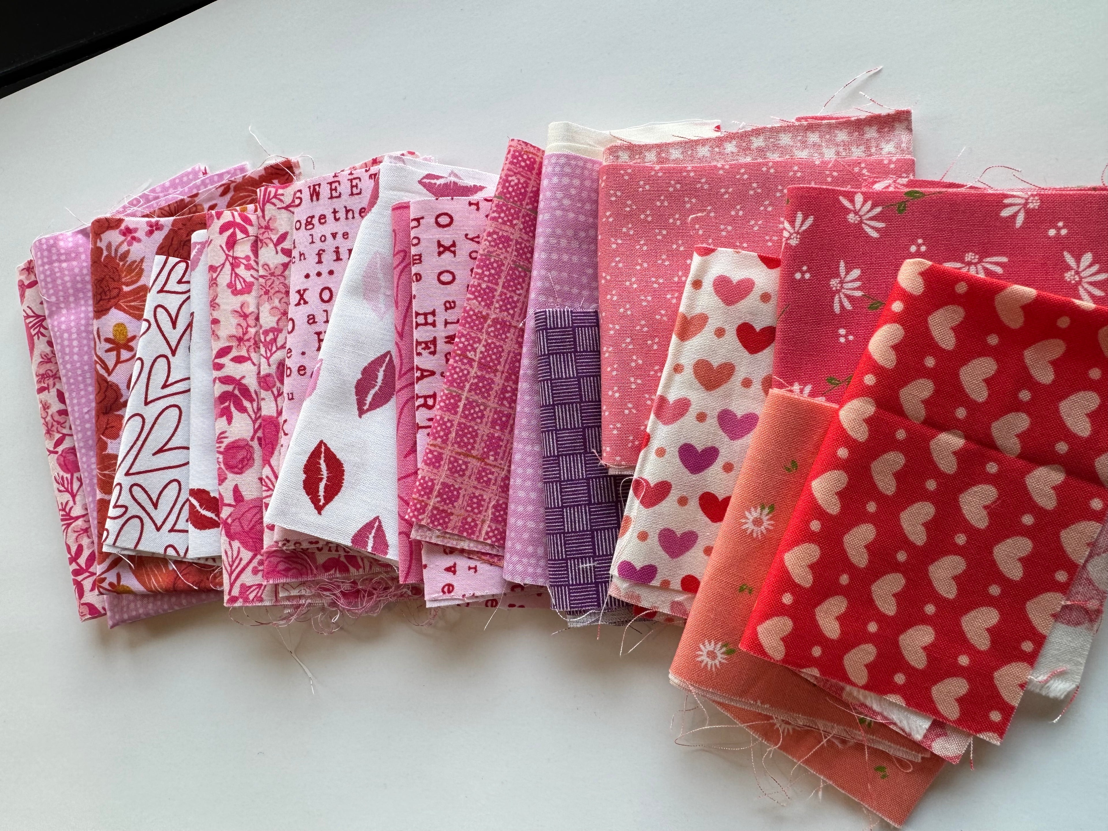 Heart Day Scrap Pack- 5.7oz Valentine’s Fabric Bundle (Designer Scraps)