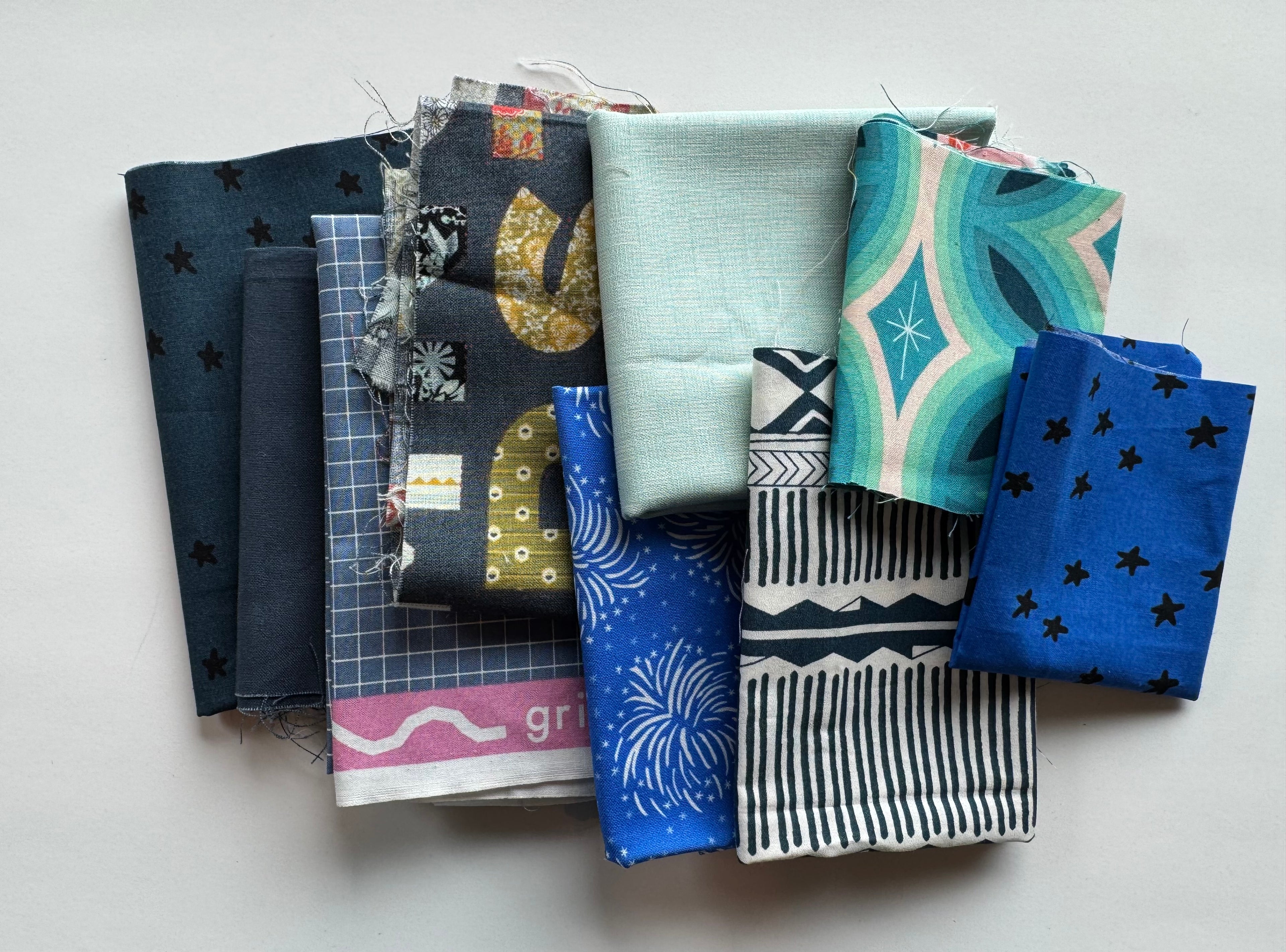 Ocean Scrap Pack- 5.8oz Blue & Aqua Designer Fabric Bundle