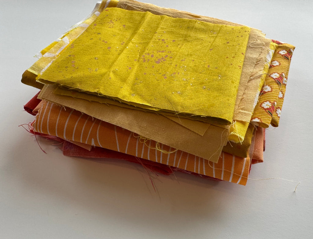 Sunshine Scrap Pack- 8oz Yellow & Orange Designer Fabric Bundle