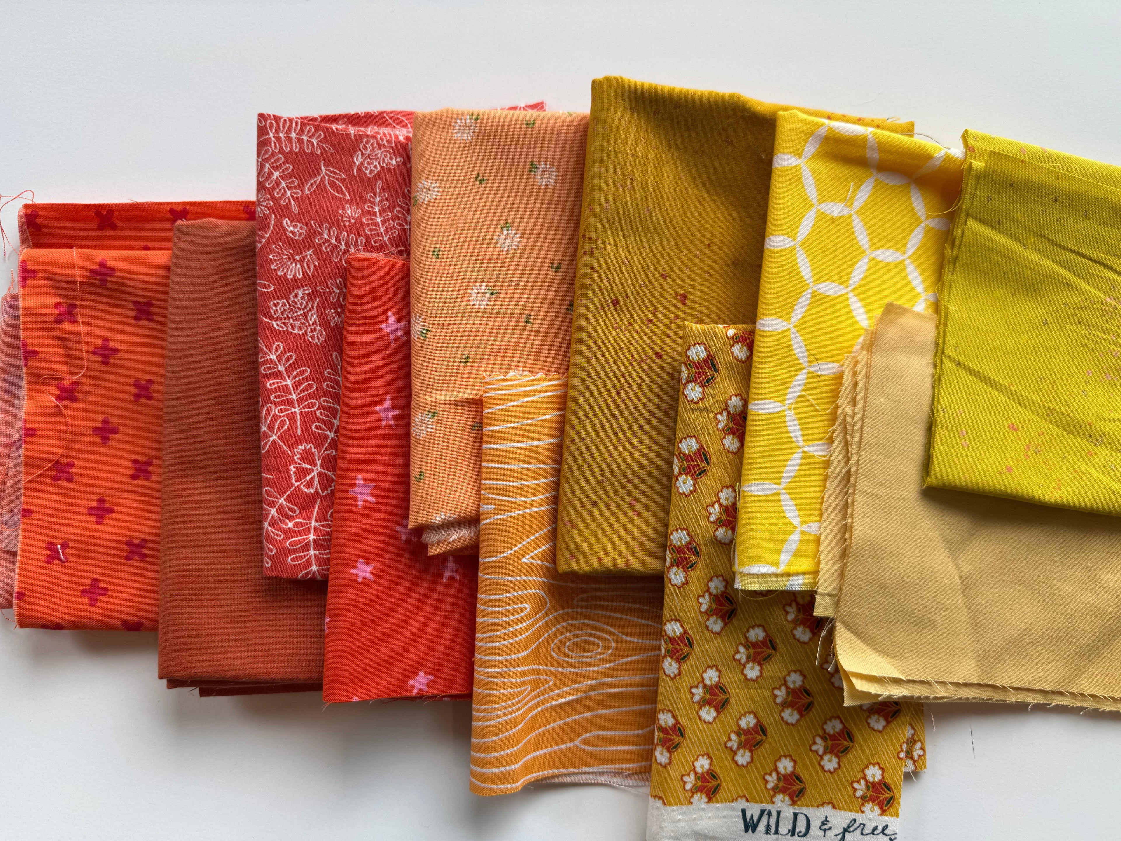 Sunshine Scrap Pack- 8oz Yellow & Orange Designer Fabric Bundle