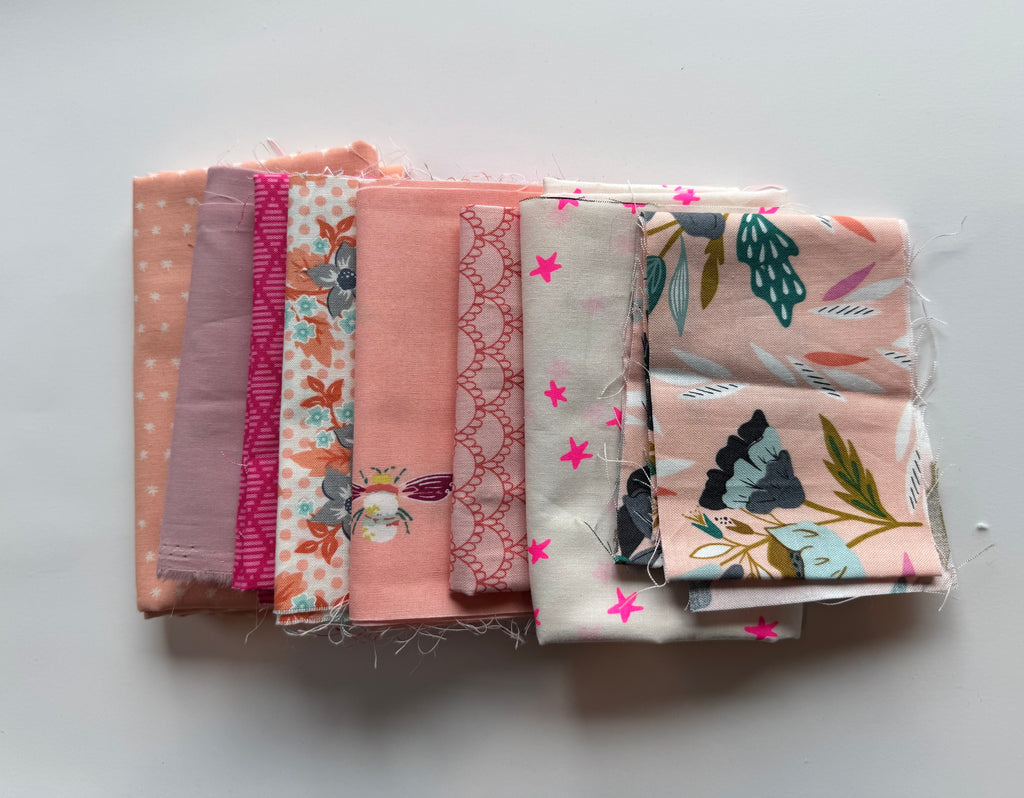 Pink Grapefruit Scrap Pack- 7.5 oz Pink & Peach Designer Fabric Bundle