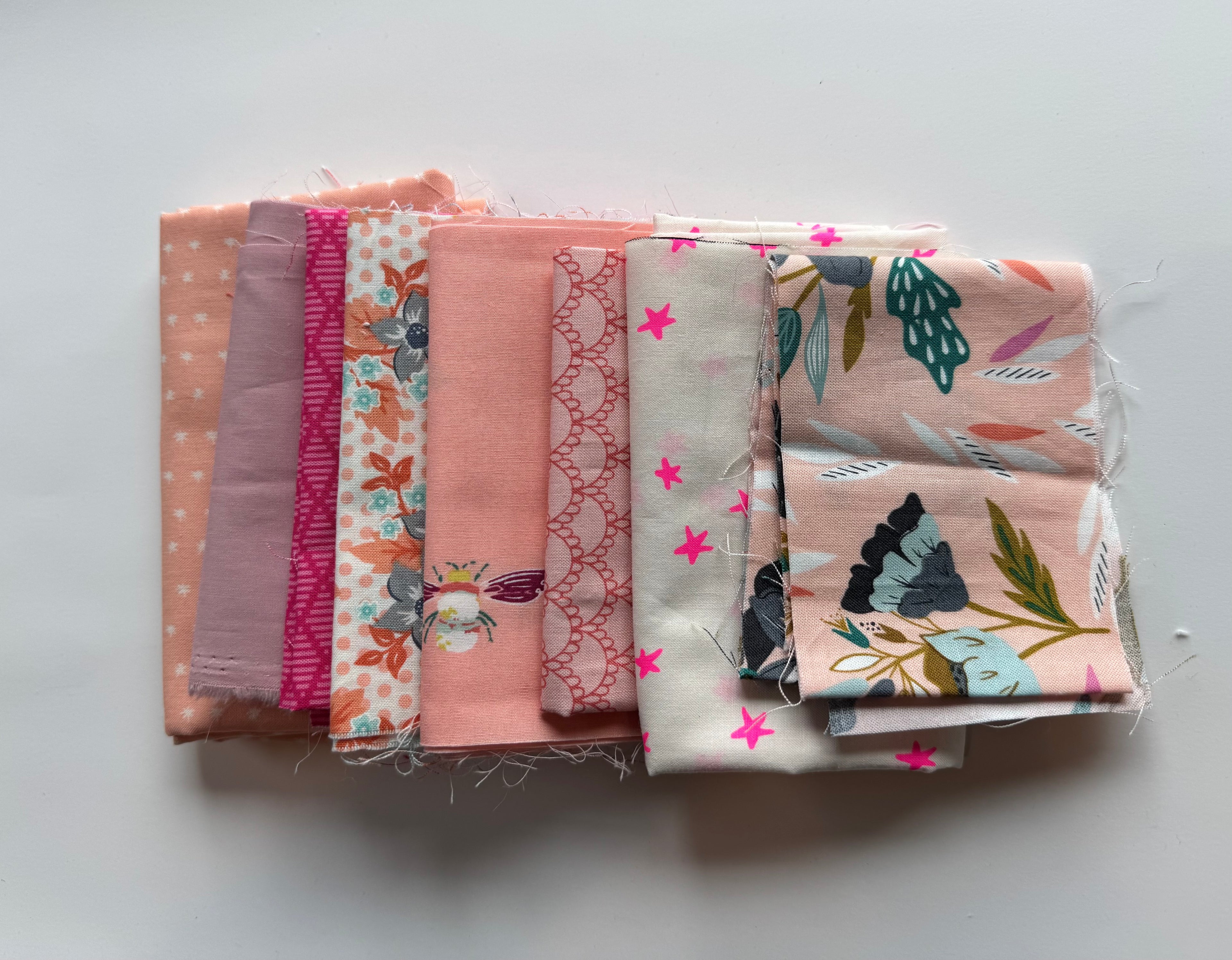 Pink Grapefruit Scrap Pack- 7.5 oz Pink & Peach Designer Fabric Bundle