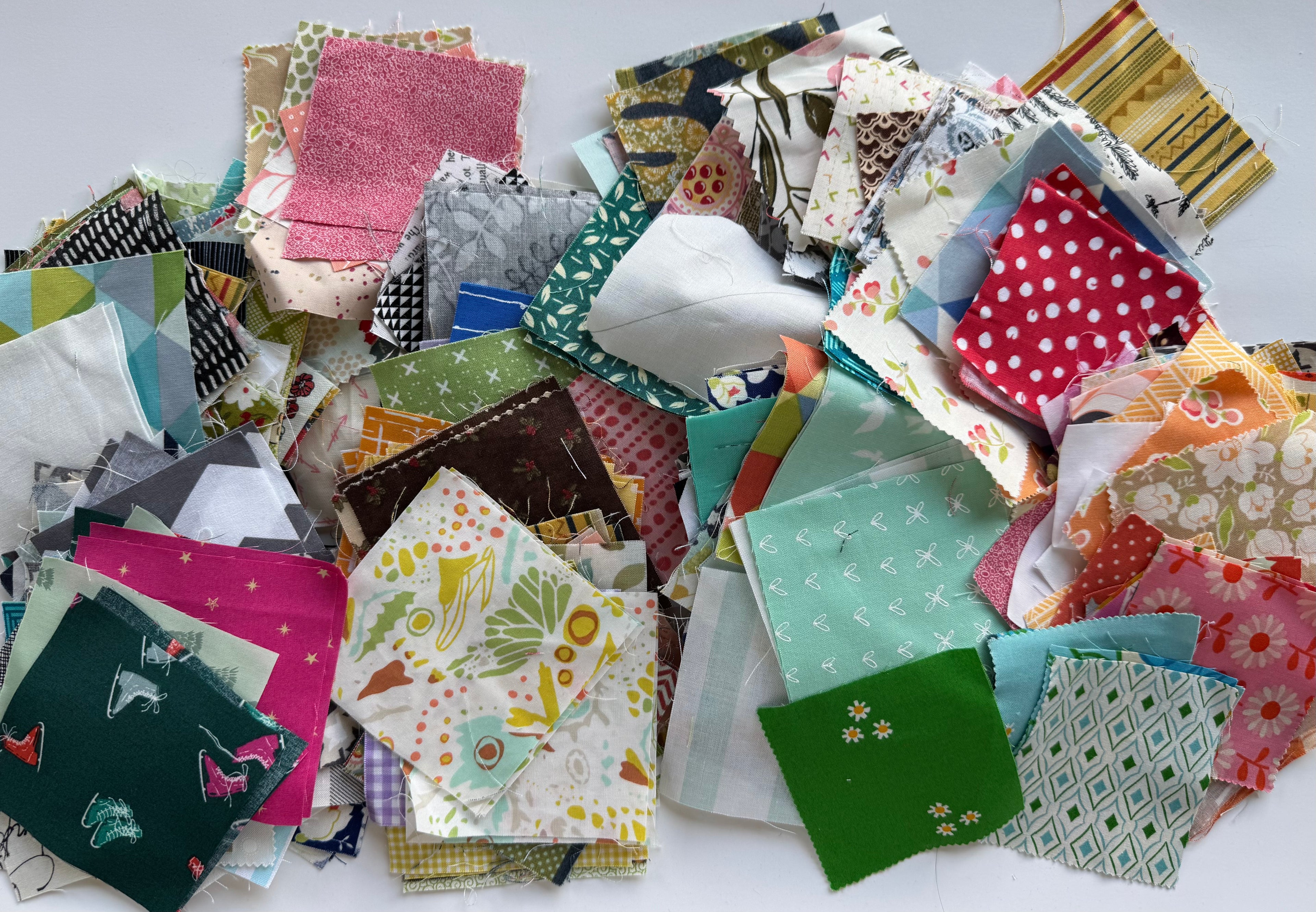 Precut 3" + 3.5" Squares Scrap Bag - 1lb of Designer Quilting Cotton