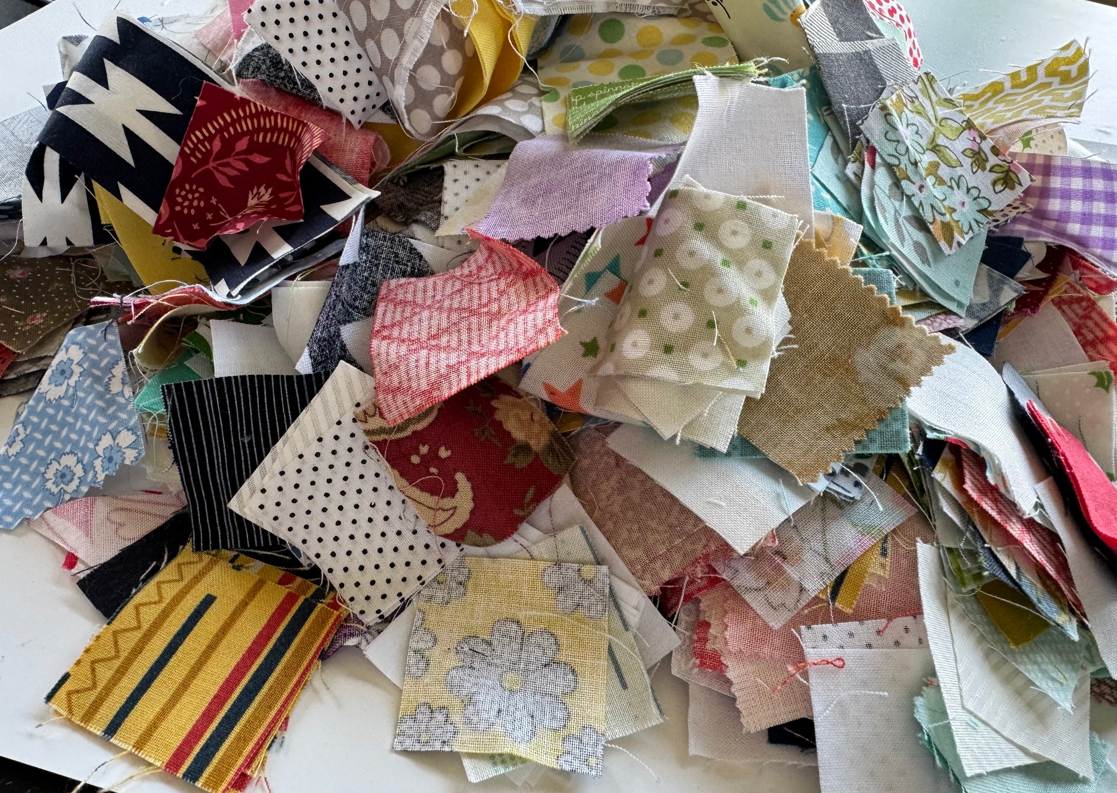 Precut 1.5" Squares & Strips Scrap Bag - 1lb of Tiny Designer Cuts