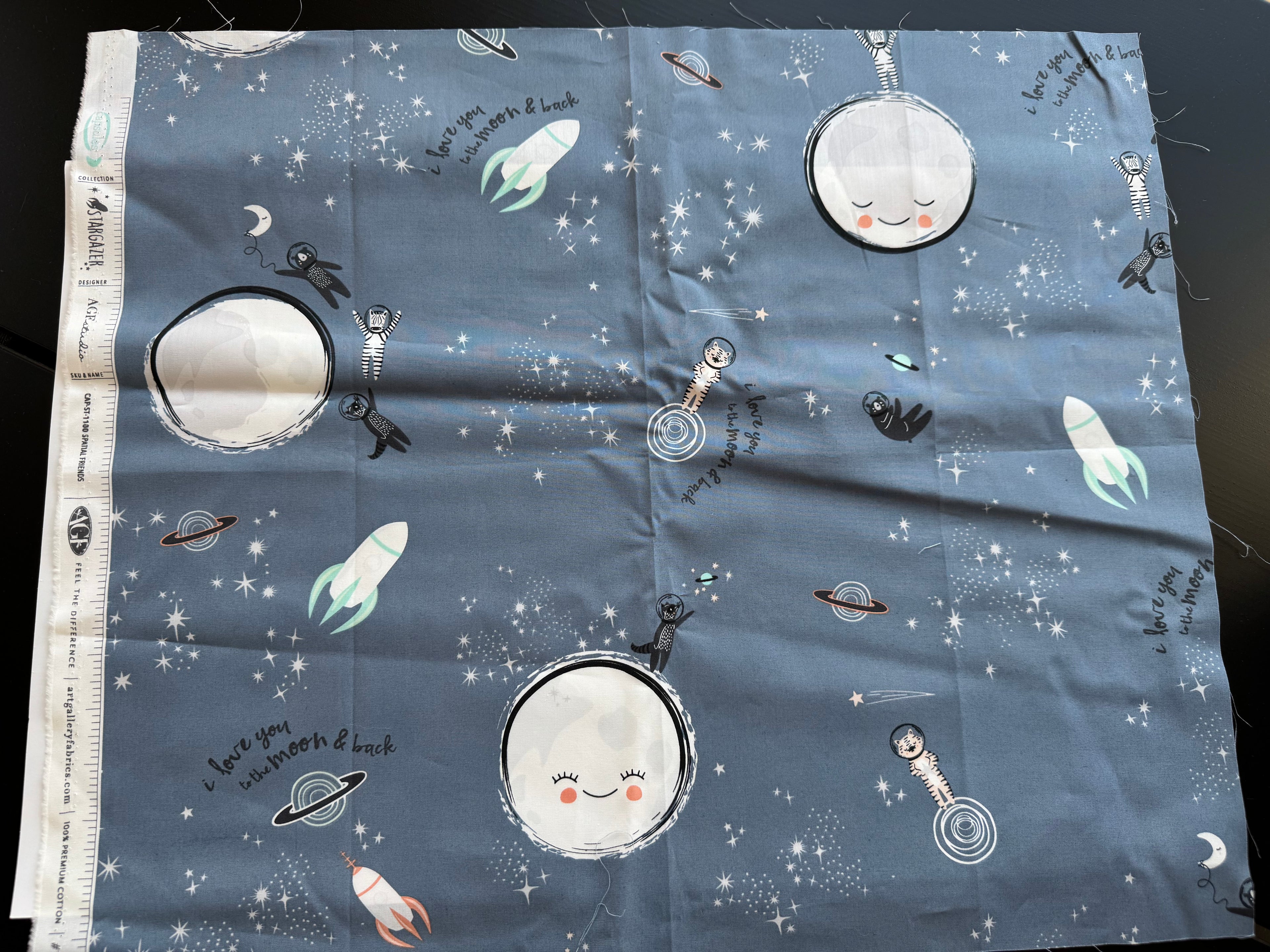 AGF Stargazer Fat Quarter- Dark Blue Bear & Moons