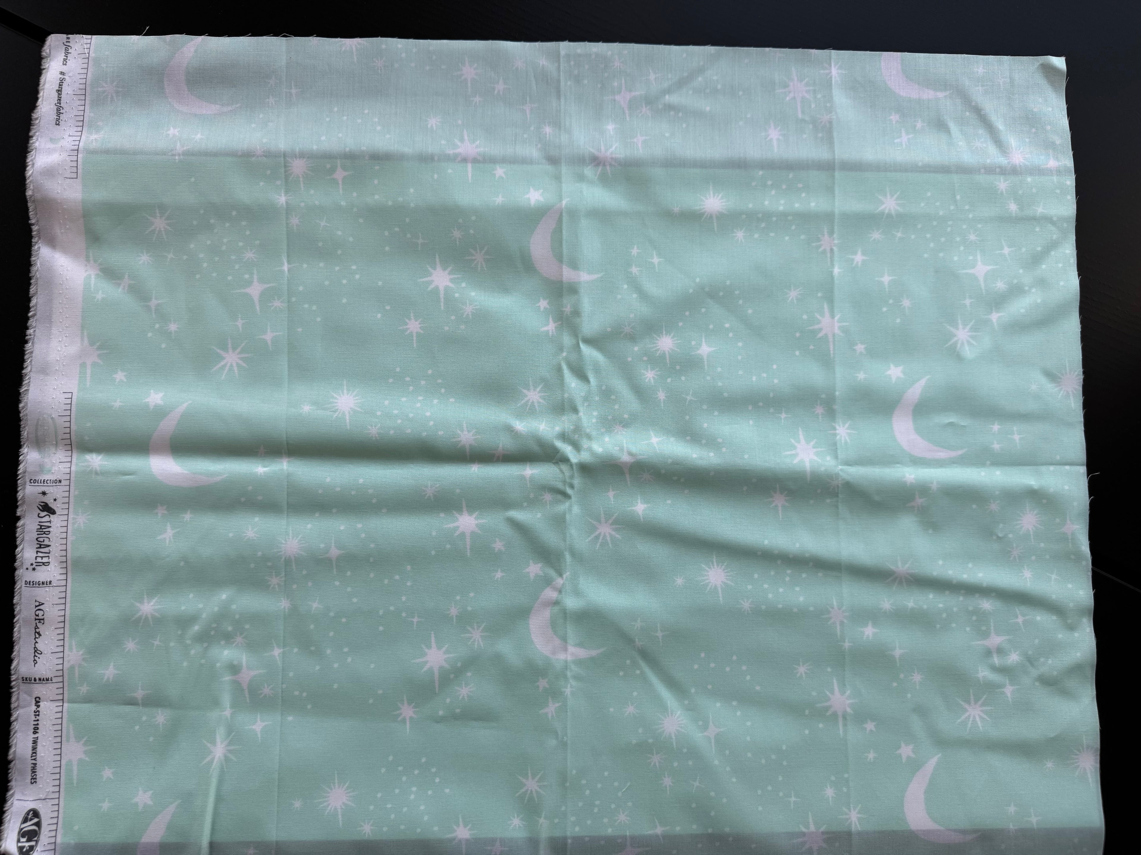 AGF Stargazer Fat Quarter- Aqua Moon & Stars Print