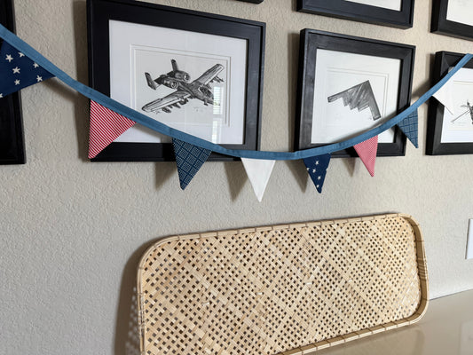 Red, White & Blue Small Bunting Banner- Patriotic Decor