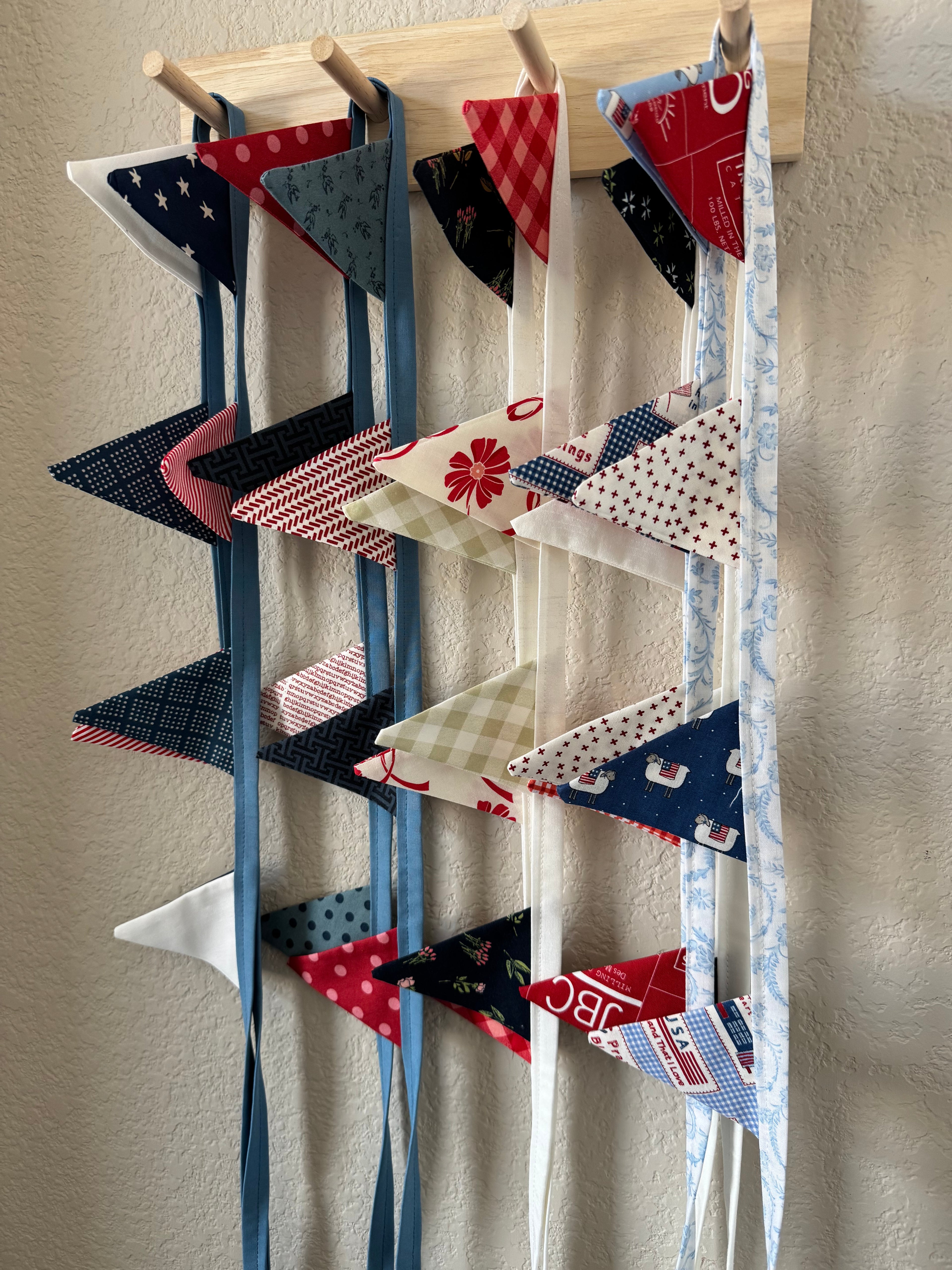 Americana Small Bunting Banner - Red Gingham Patriotic Garland