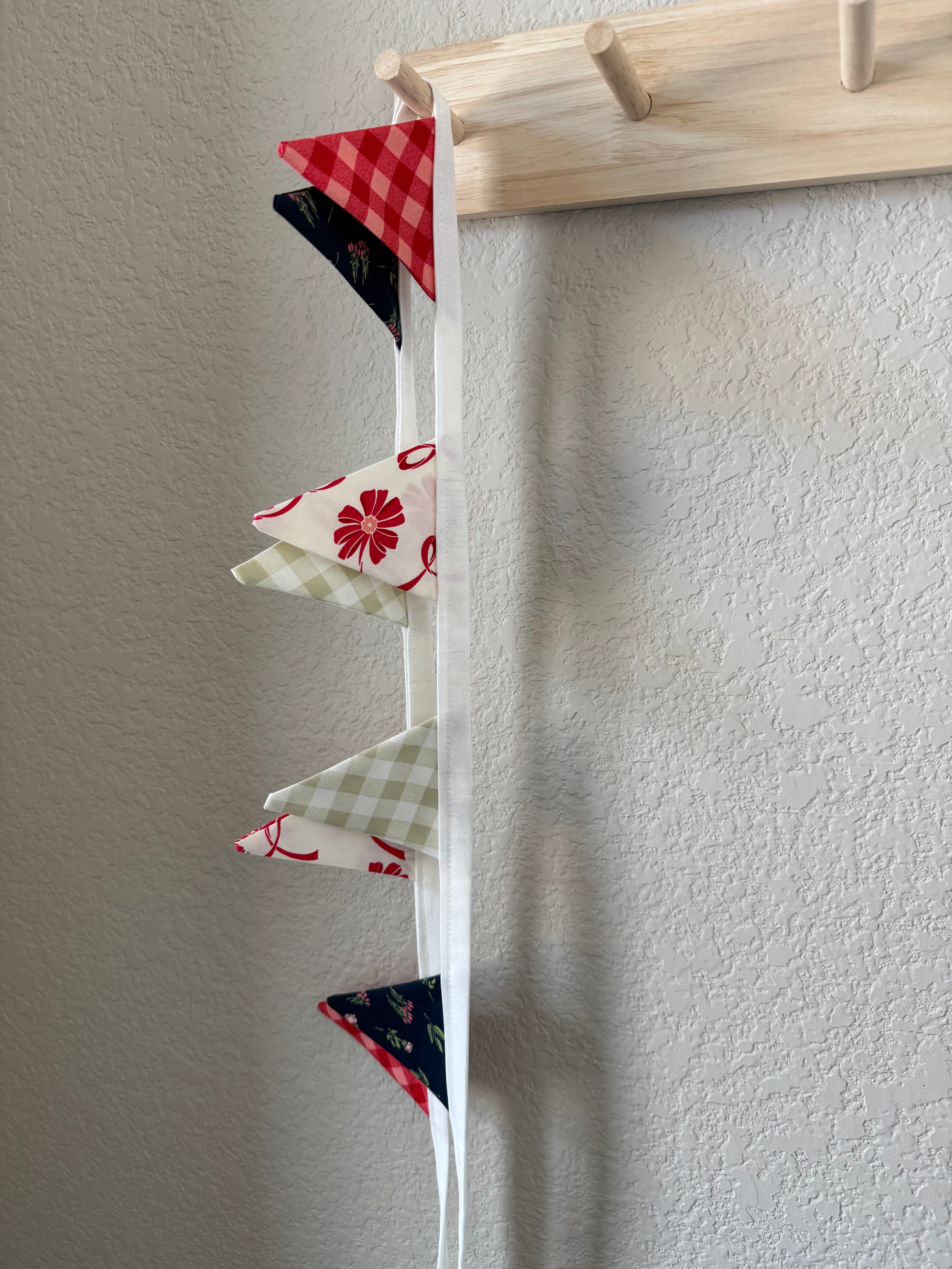 Summer Picnic Small Bunting - Red, White & Blue Gingham Banner