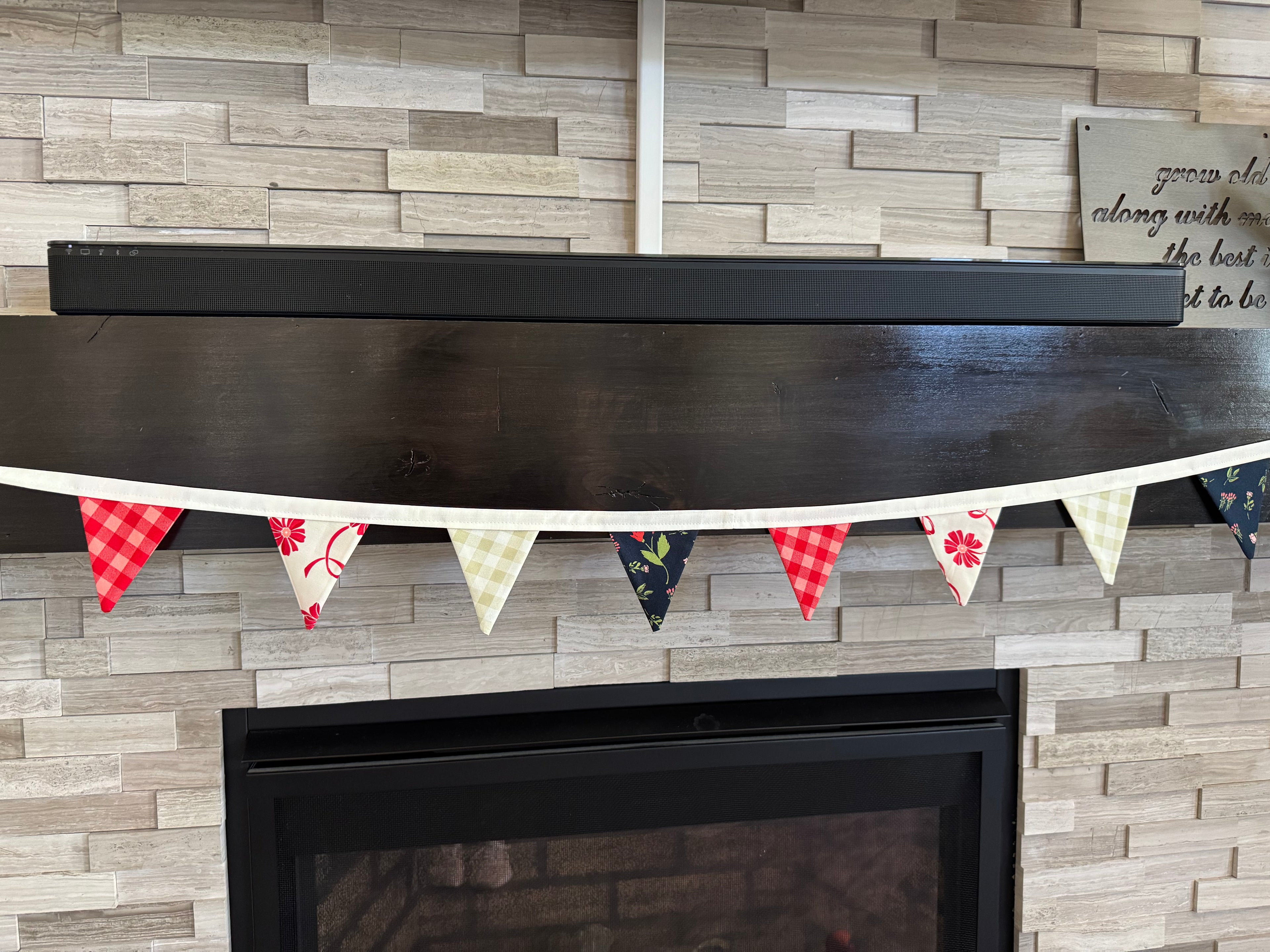 Summer Picnic Small Bunting - Red, White & Blue Gingham Banner