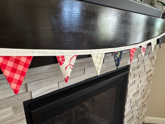 Summer Picnic Small Bunting - Red, White & Blue Gingham Banner