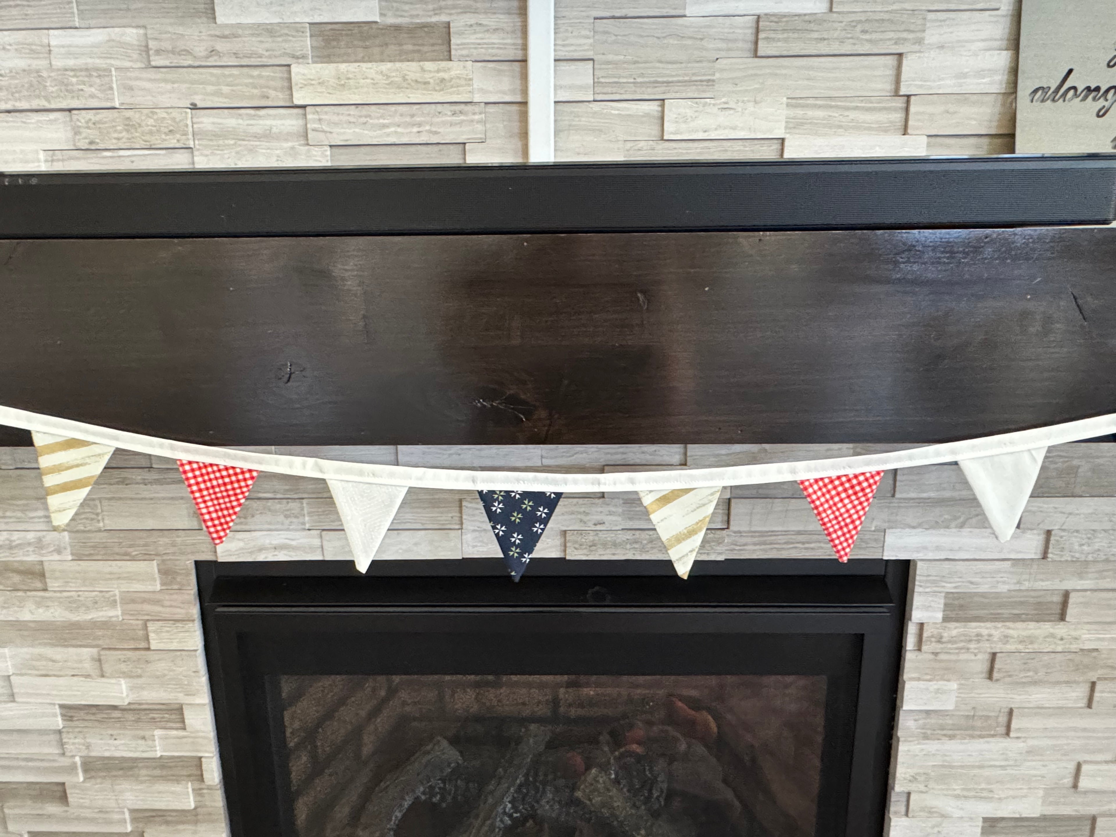 Americana Small Bunting Banner - Red Gingham Patriotic Garland