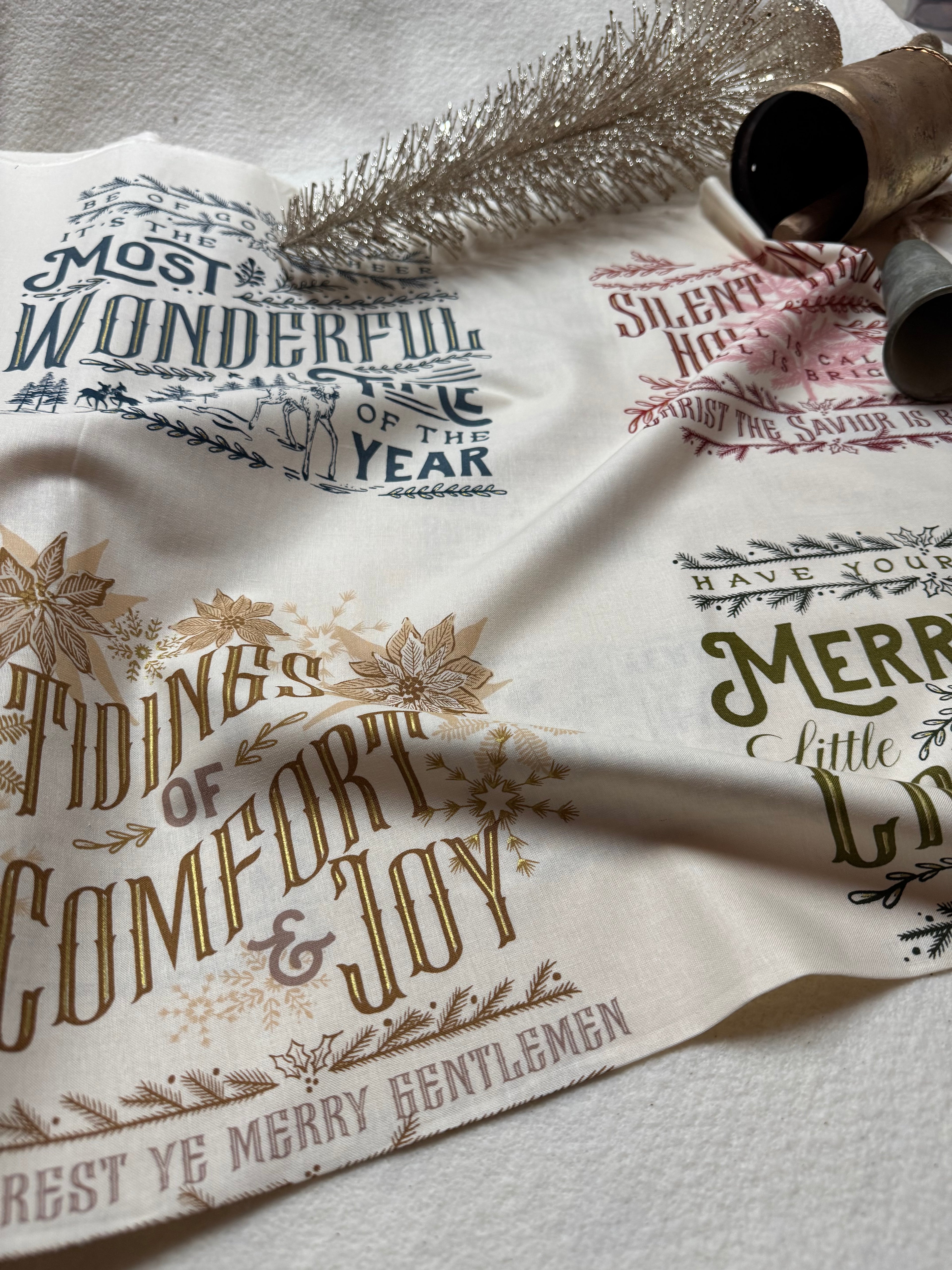 Old World Yuletide Fabric Panel - Moda Fabric by Fancy That Design House