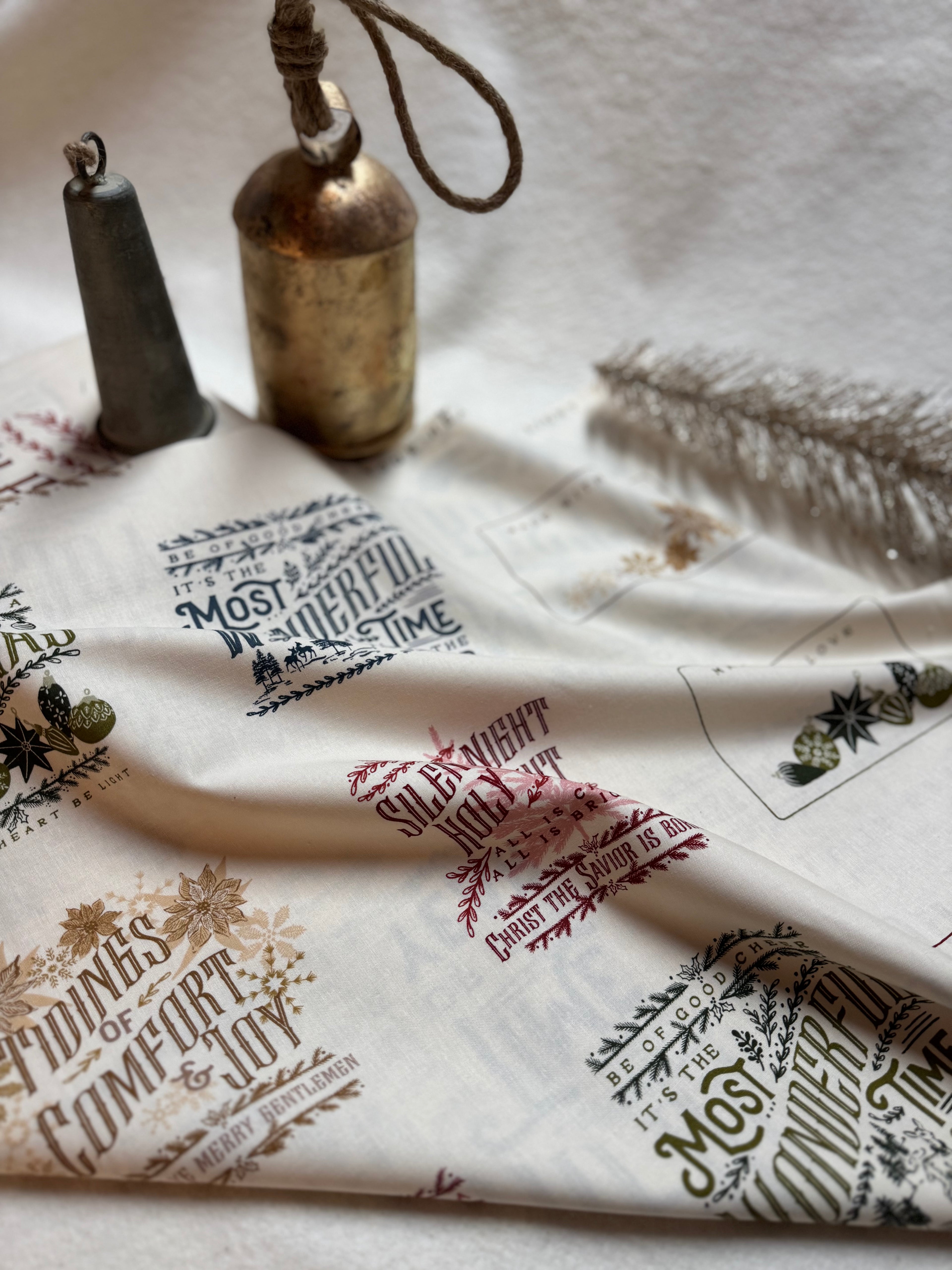 Old World Yuletide Fabric Panel - Moda Fabric by Fancy That Design House