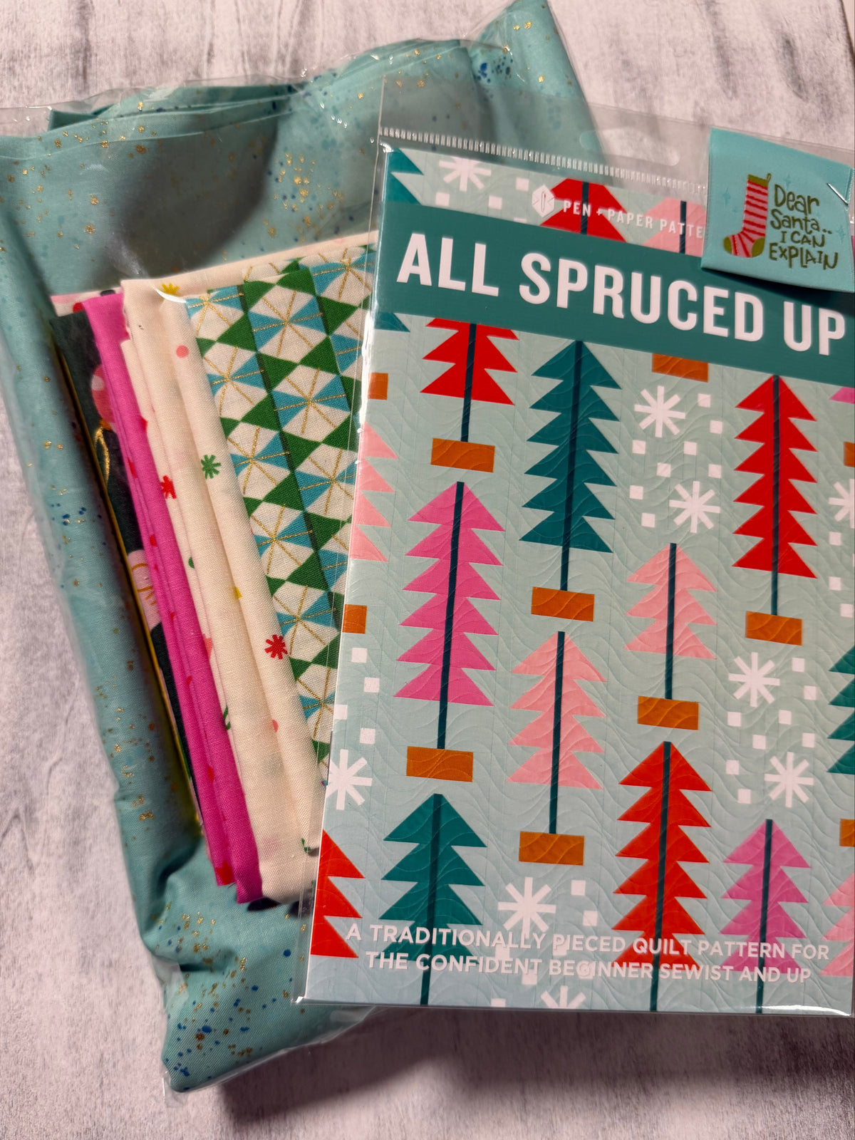 Merry Happy All Spruced Up Quilt Kit - Frost | Throw 53.5” x 71”  | Ruby Star Society | Pen+Paper Patterns