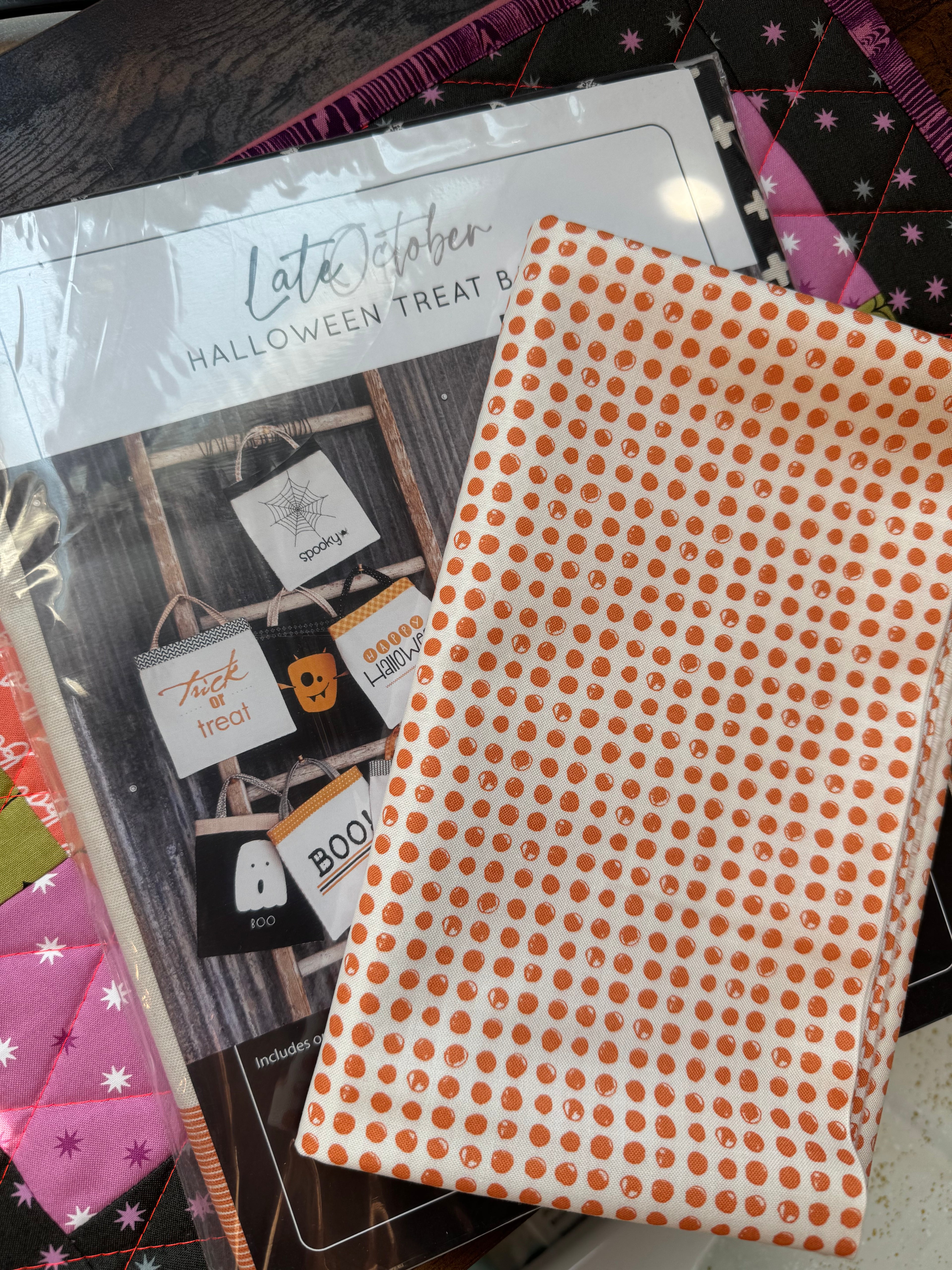 Sweetwater Late October Panel Bundle- OOP Halloween Panel + 1 Yard Orange Dot (Moda Fabrics)