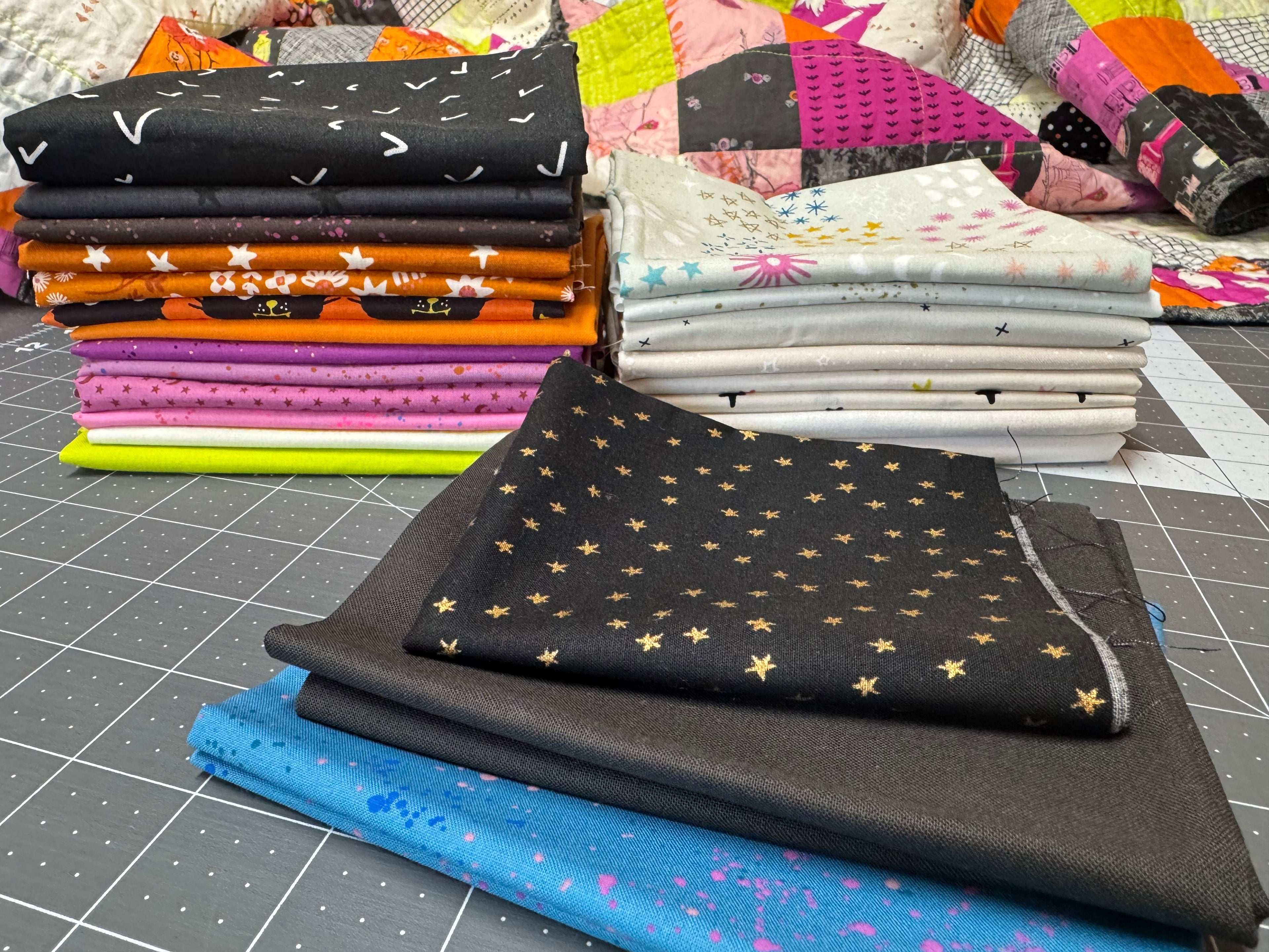 Modern Ghost Party Quilt Kit- Halloween Fabric Bundle for Ghost Party Quilt by Woolly Petals