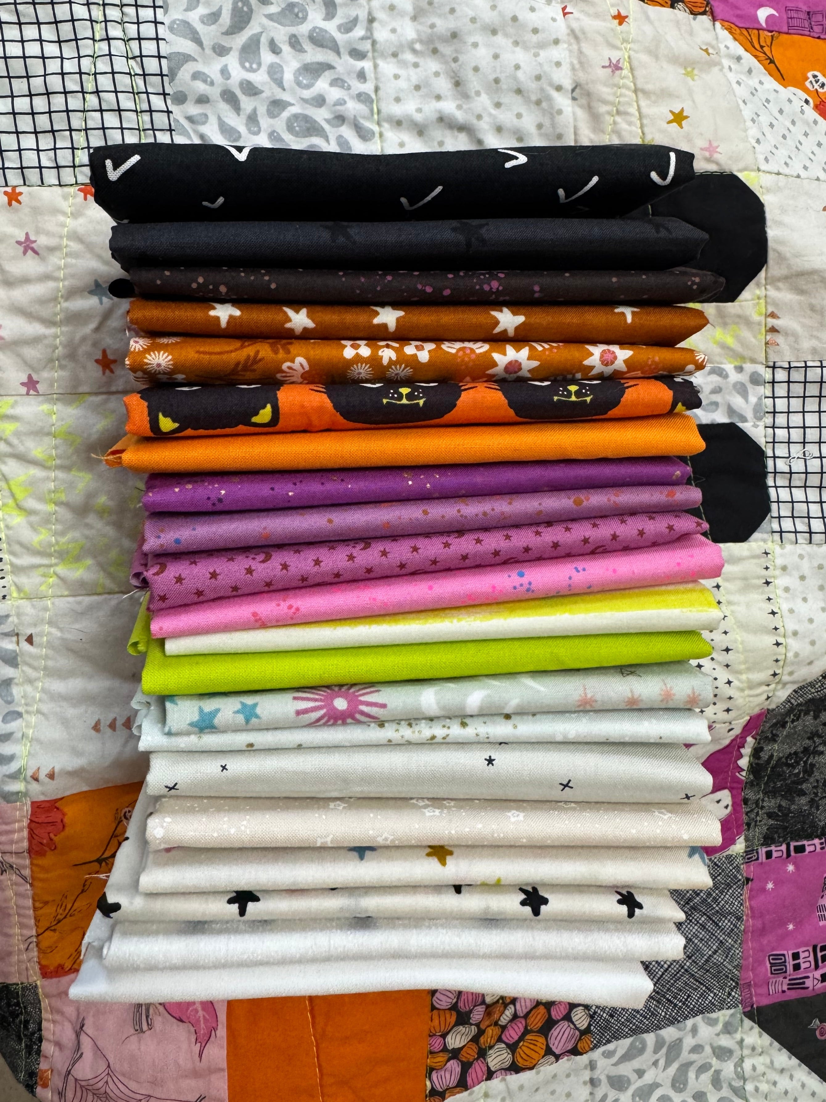 Modern Ghost Party Quilt Kit- Halloween Fabric Bundle for Ghost Party Quilt by Woolly Petals